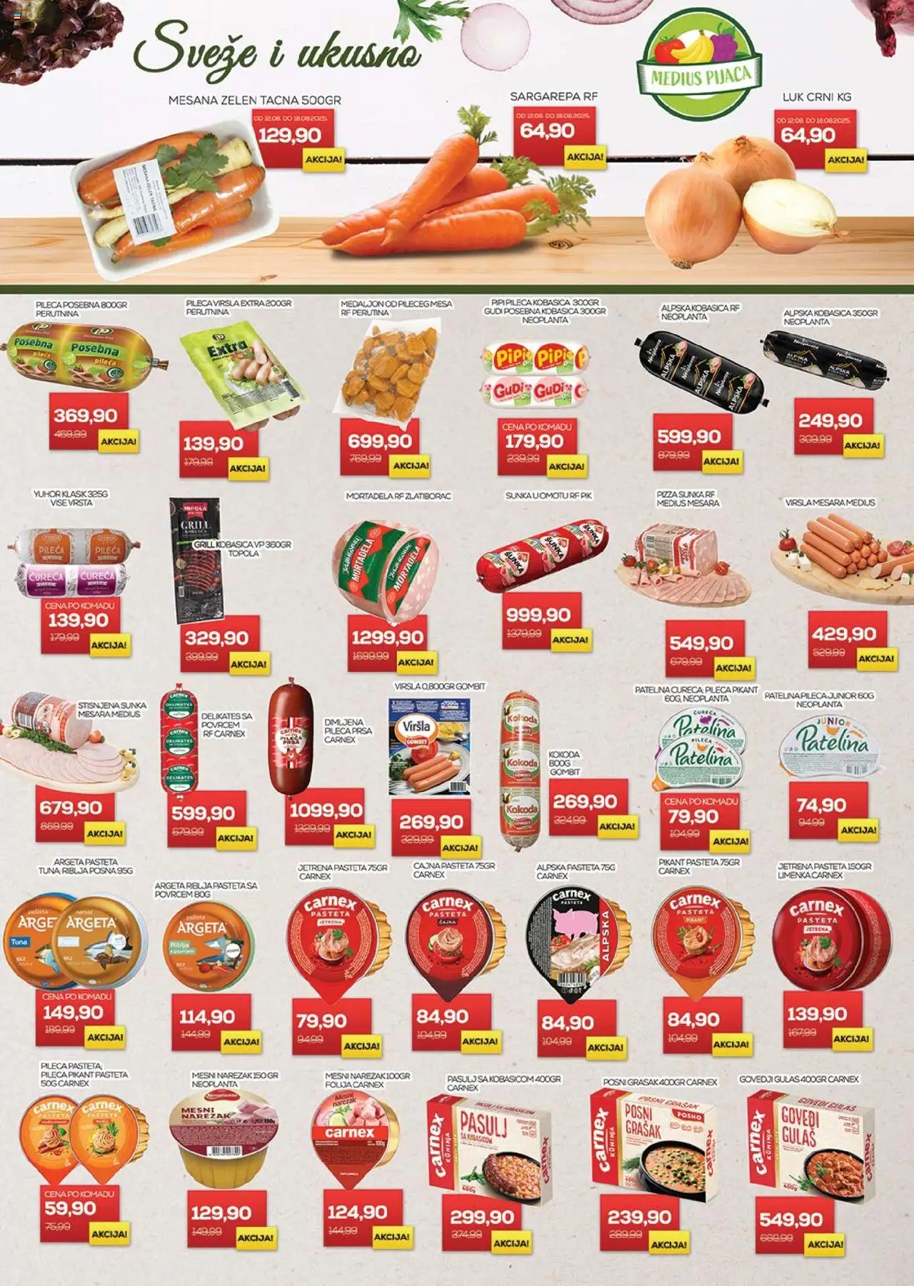Medius katalog - važi od 12.08.2025 | Strana: 3 | Proizvode: Pileća prsa, Pasulj, Mesni narezak, Pašteta