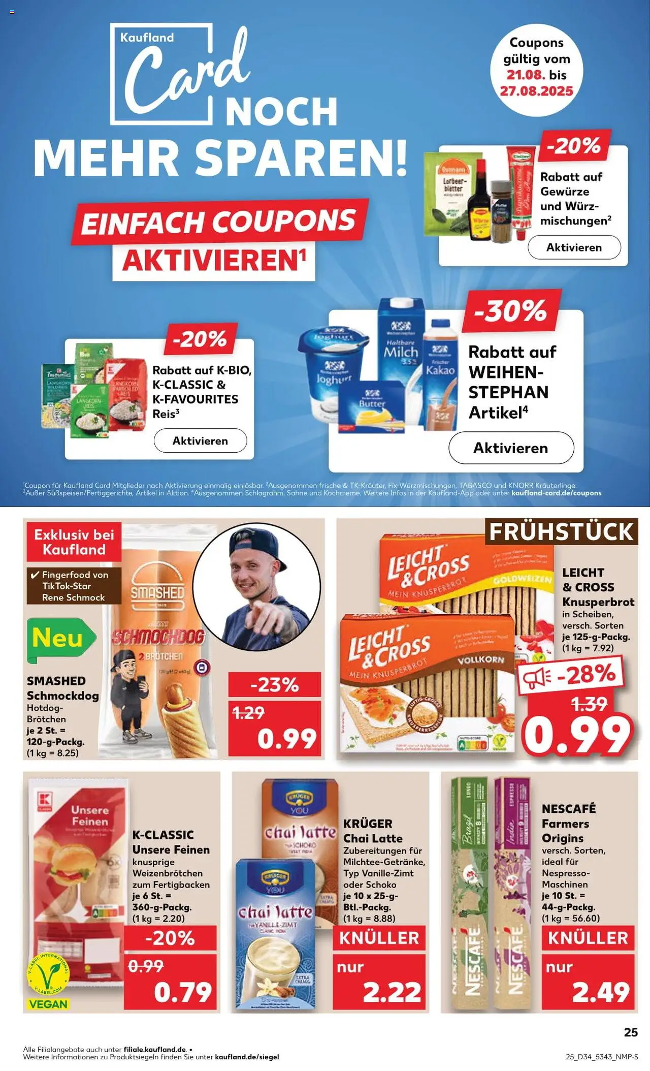 Kaufland Prospekt 	 - gültig ab dem 21.08.2025 | Seite: 25 | Produkte: Nescafe, Butter, Haltbare milch, Knorr