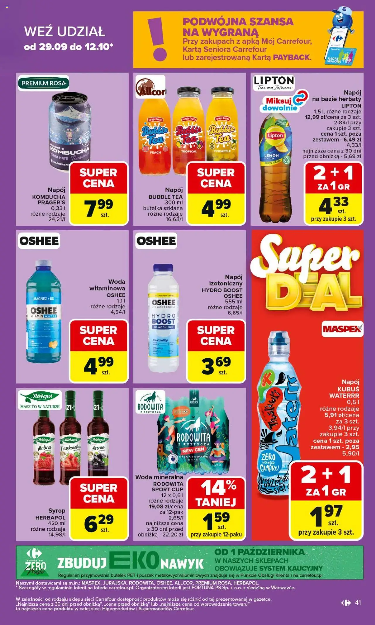 Carrefour Gazetka od 06.10.2025 | Strona: 41 | Produkty: Malina, Ice Tea, Kombucha, Woda