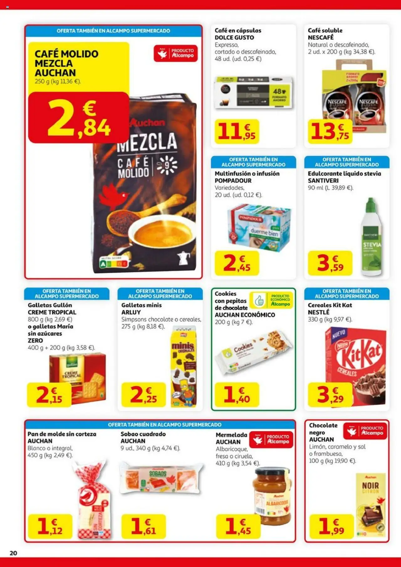 Alcampo - HG Madrid Unificado │ válido desde el 11.09.2025 | Página: 20 | Productos: Pan, Galletas, Café en cápsulas, Μηχανή καφέ