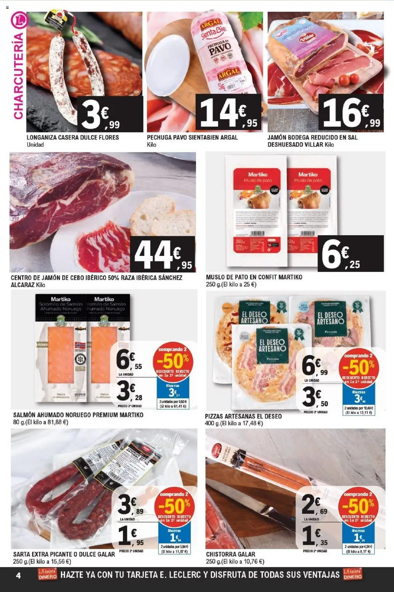 E.Leclerc folleto │ válido desde el 17.09.2025 | Página: 4 | Productos: Jamón, Longaniza, Salmón ahumado