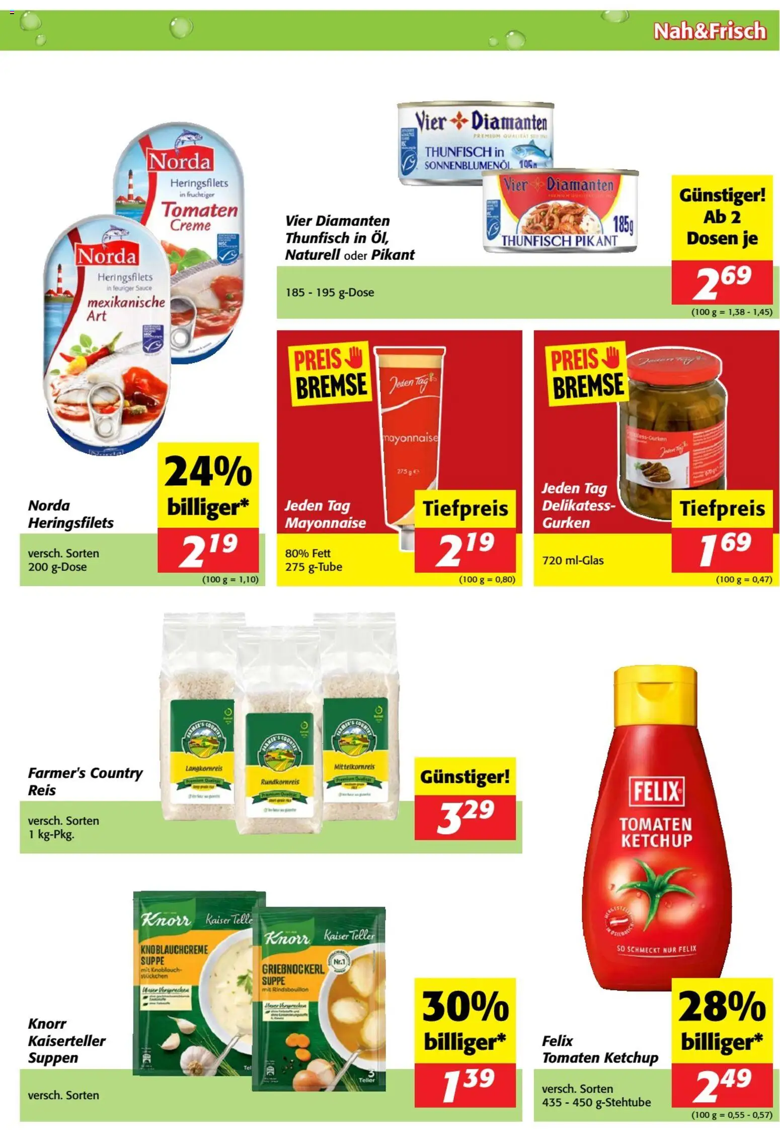 Nah und Frisch Flugblatt gültig ab 02.01.2026 | Seite: 5 | Produkte: Gurken, Mayonnaise, Tomaten, Reis