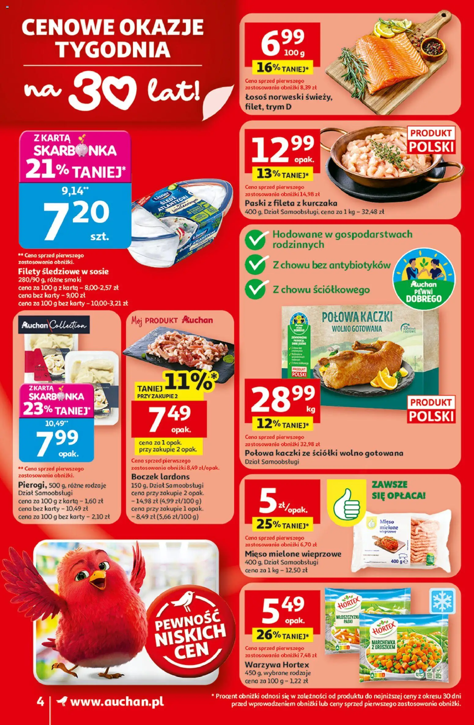 Auchan Gazetka od 08.01.2026 | Strona: 4 | Produkty: Mięso, Łosoś norweski, Marchewka, Warzywa