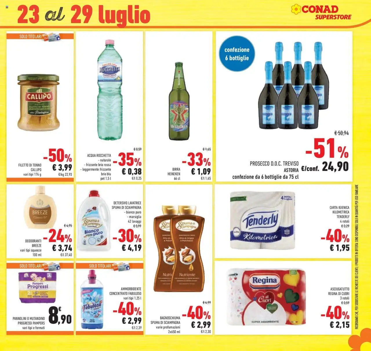Volantino Conad del 15.07.2025 | Pagina: 41 | Prodotti: Ammorbidente, Pampers, Asciugatutto, Heineken