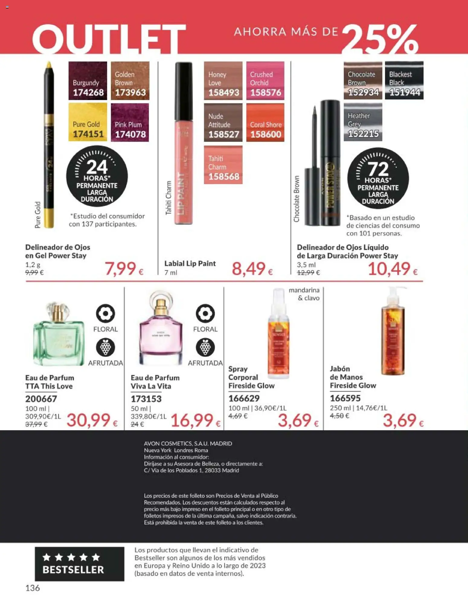 Catálogo AVON campaña 5 │ válido desde el 01.05.2026 | Página: 136 | Productos: Perfume, Delineador de ojos, Spray corporal, Body