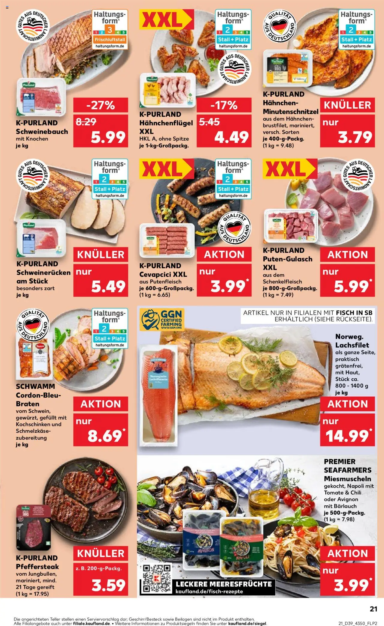 Kaufland prospekt Potsdam	 – gültig ab 25.09.2025 | Seite: 21 | Produkte: Hahnchen, Cevapcici, Meeresfrüchte, Chili