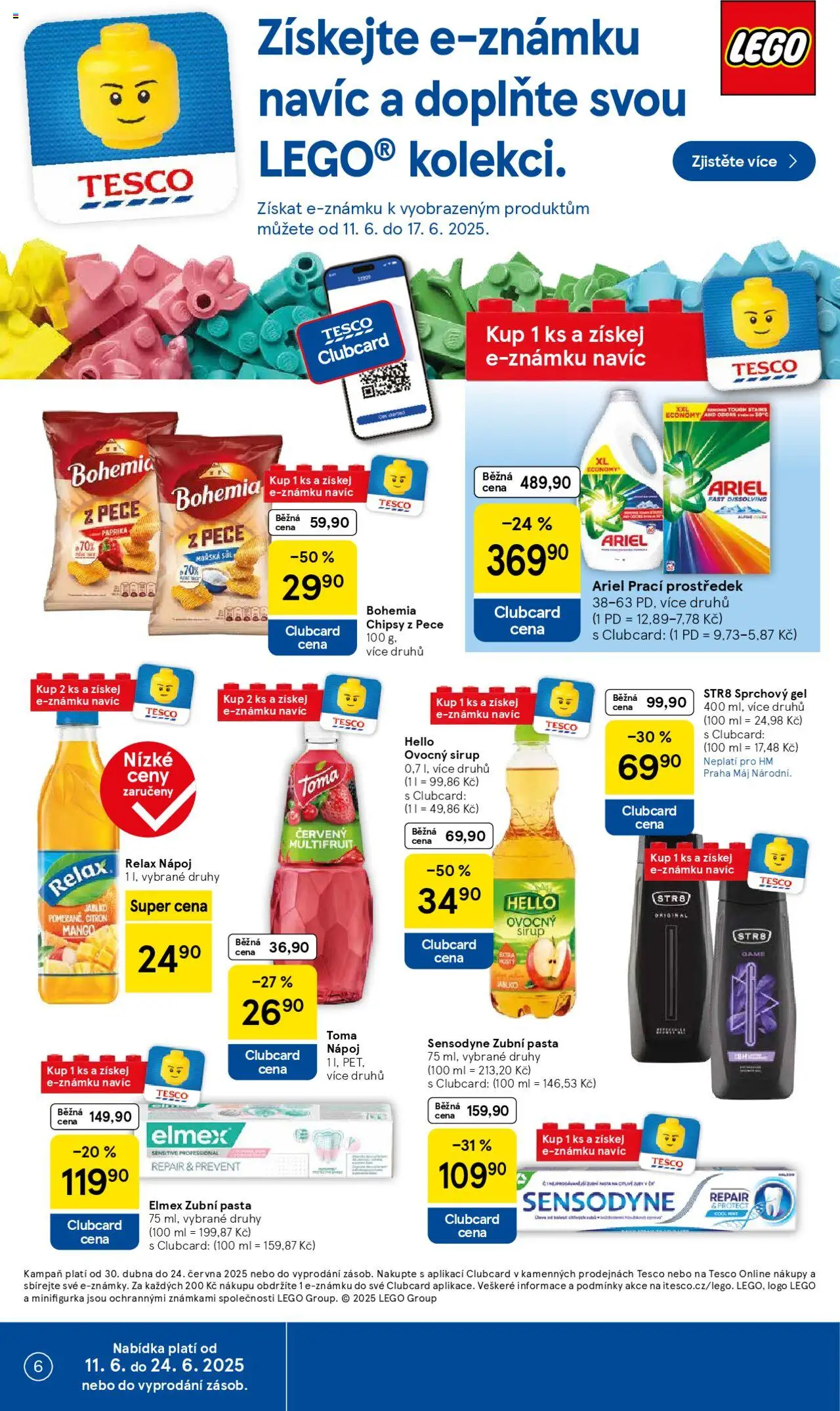 Tesco leták - Hypermarket od 18.06.2025 | Strana: 6 | Produkty: Prací prostředek, Elmex zubní pasta, Ariel, Chipsy