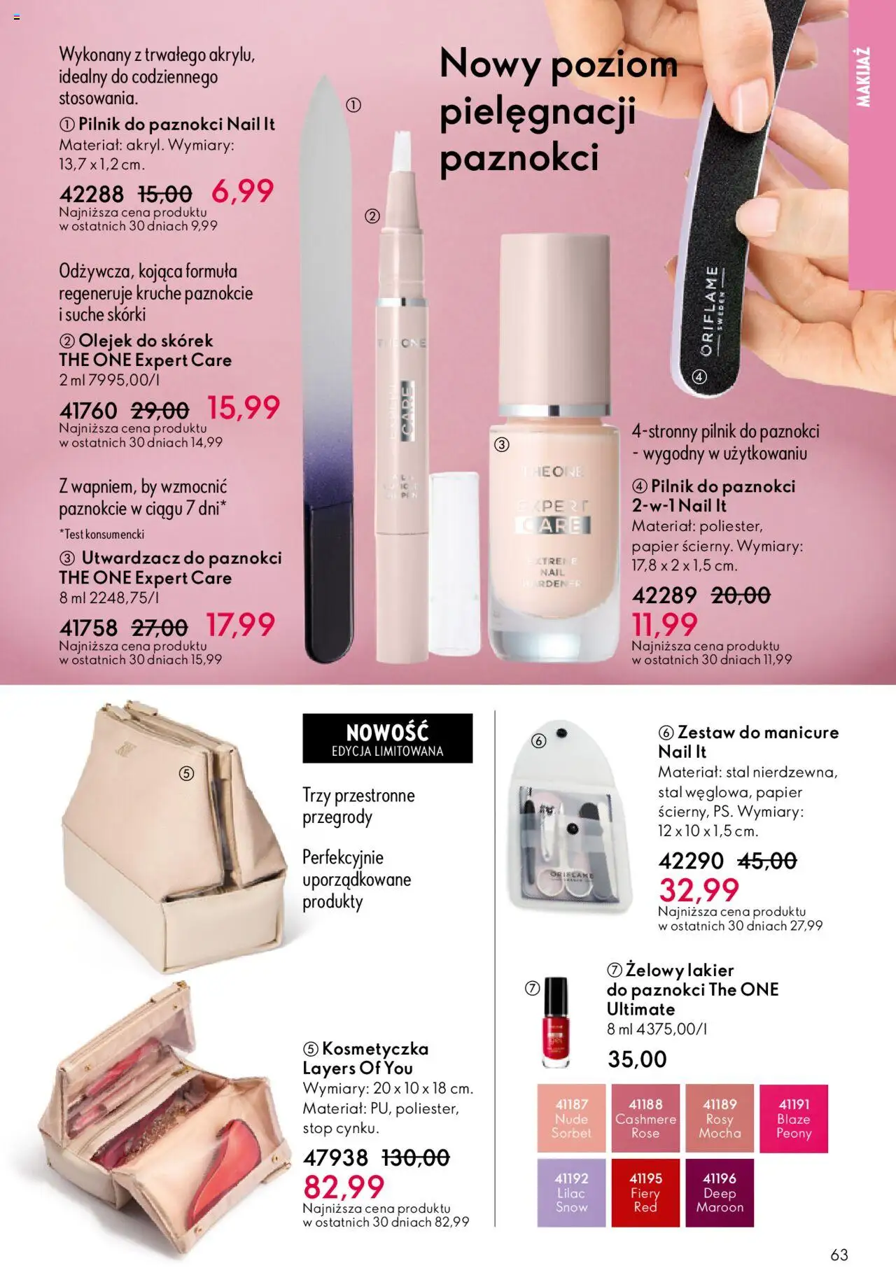 Oriflame Katalog 13 2025 od 07.09.2025 | Strona: 63 | Produkty: Utwardzacz do paznokci, Sorbet, Makijaż, Lakier do paznokci