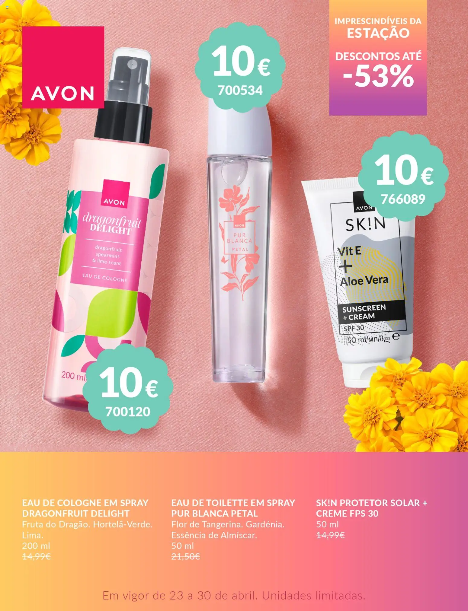 Avon folheto │ válido de 23.04.2026 | Página: 3 | Produtos: Eau de toilette, Protetor solar, Creme