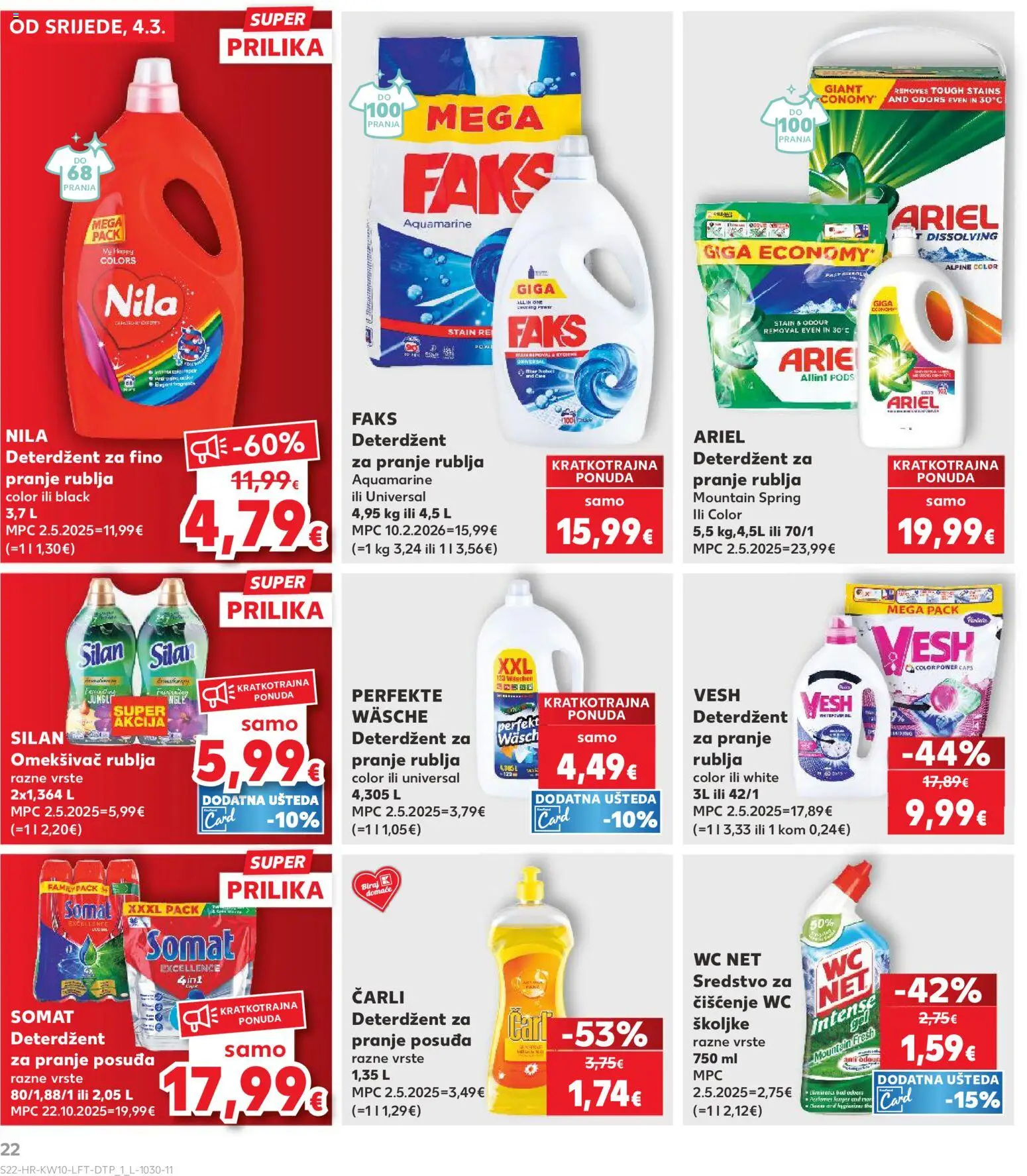 Kaufland katalog | vrijedi od 04.03.2026 | Stranica: 22 | Proizvodi: Faks, Deterdžent za pranje rublja, Somat, Ariel