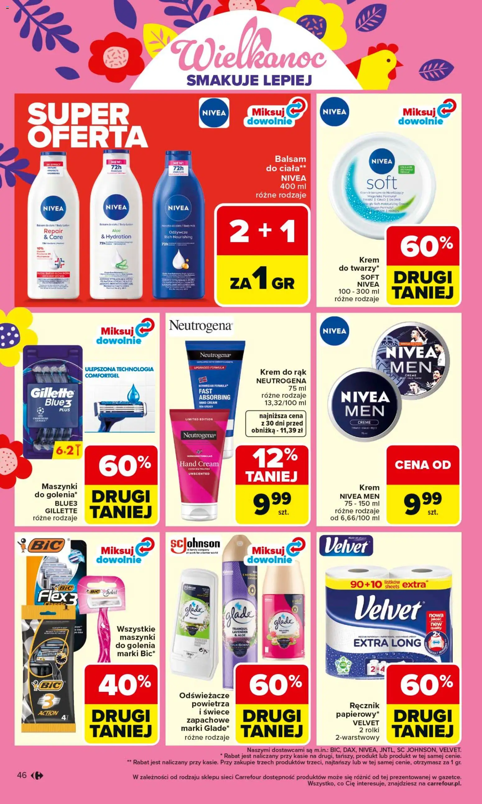 Carrefour gazetka od 16.03.2026 | Strona: 48 | Produkty: Gillette, Odświeżacze powietrza, Ręcznik papierowy, Lotion
