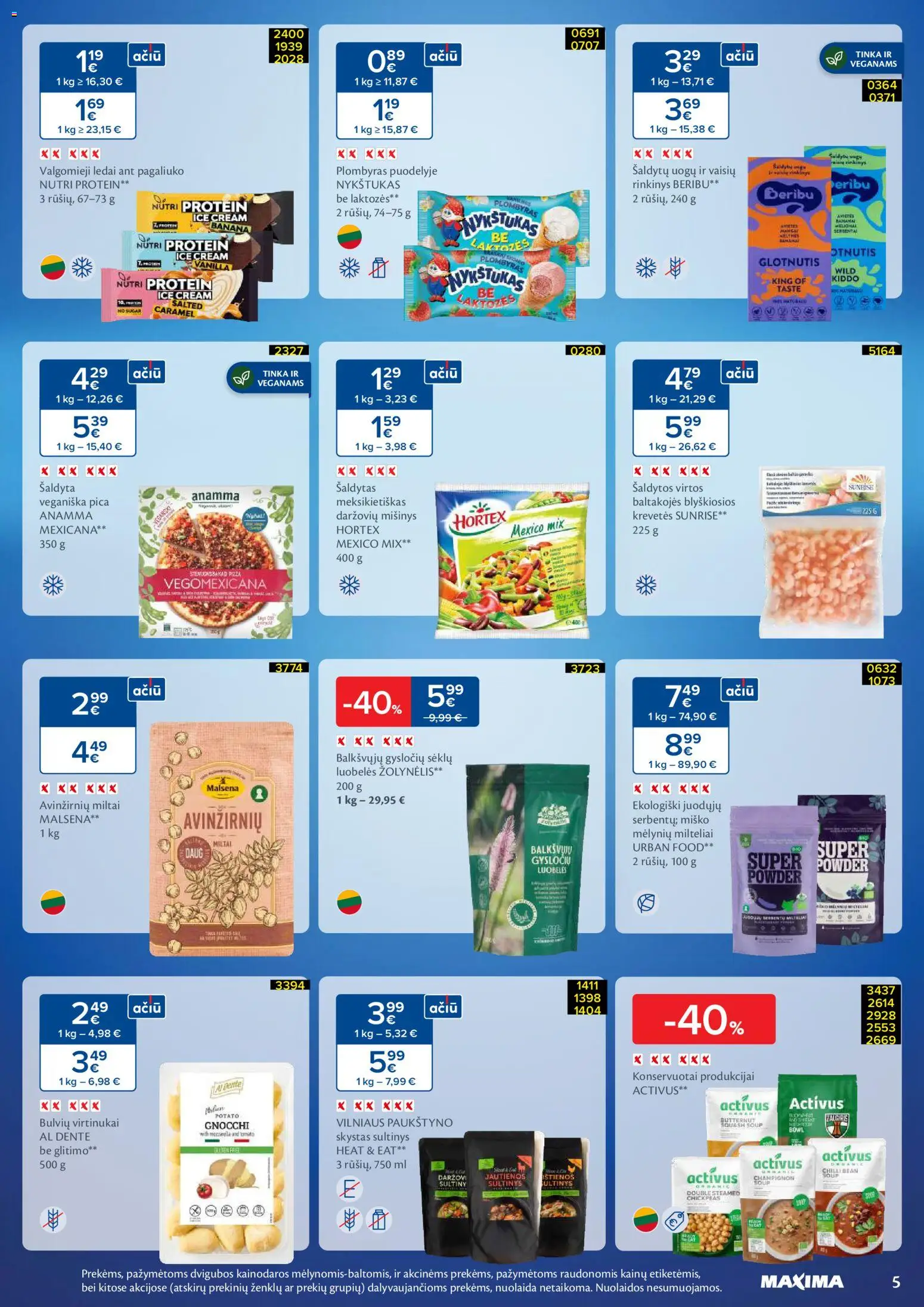 MAXIMA akcijos nuo 20.01.2026 | Puslapis: 5 | Prekių: Jautienos, Plombyras, Pica, Valgomieji ledai