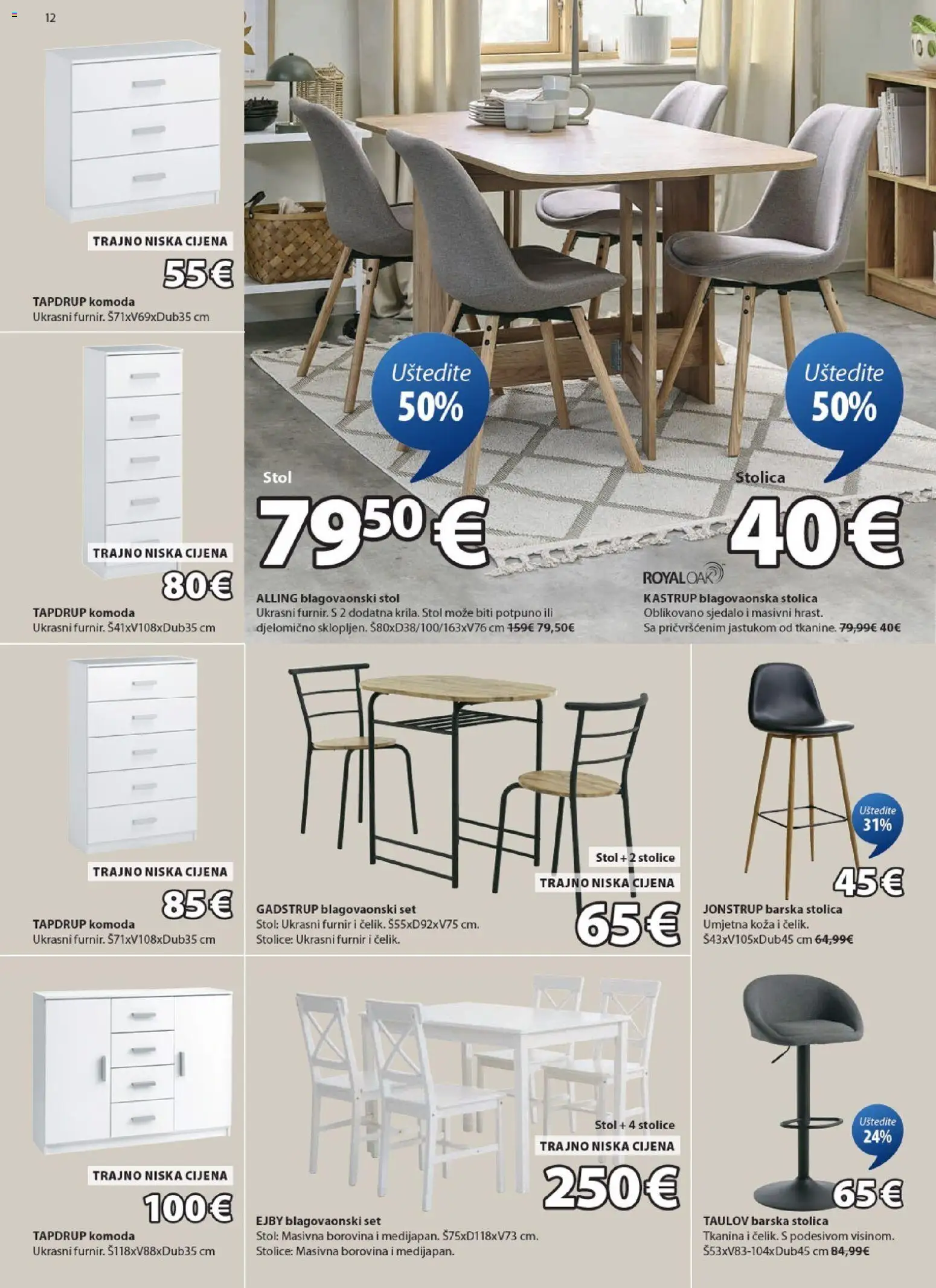 JYSK katalog | vrijedi od 04.03.2026 | Stranica: 12 | Proizvodi: Komoda, Stol, Stolica, Blagovaonska stolica