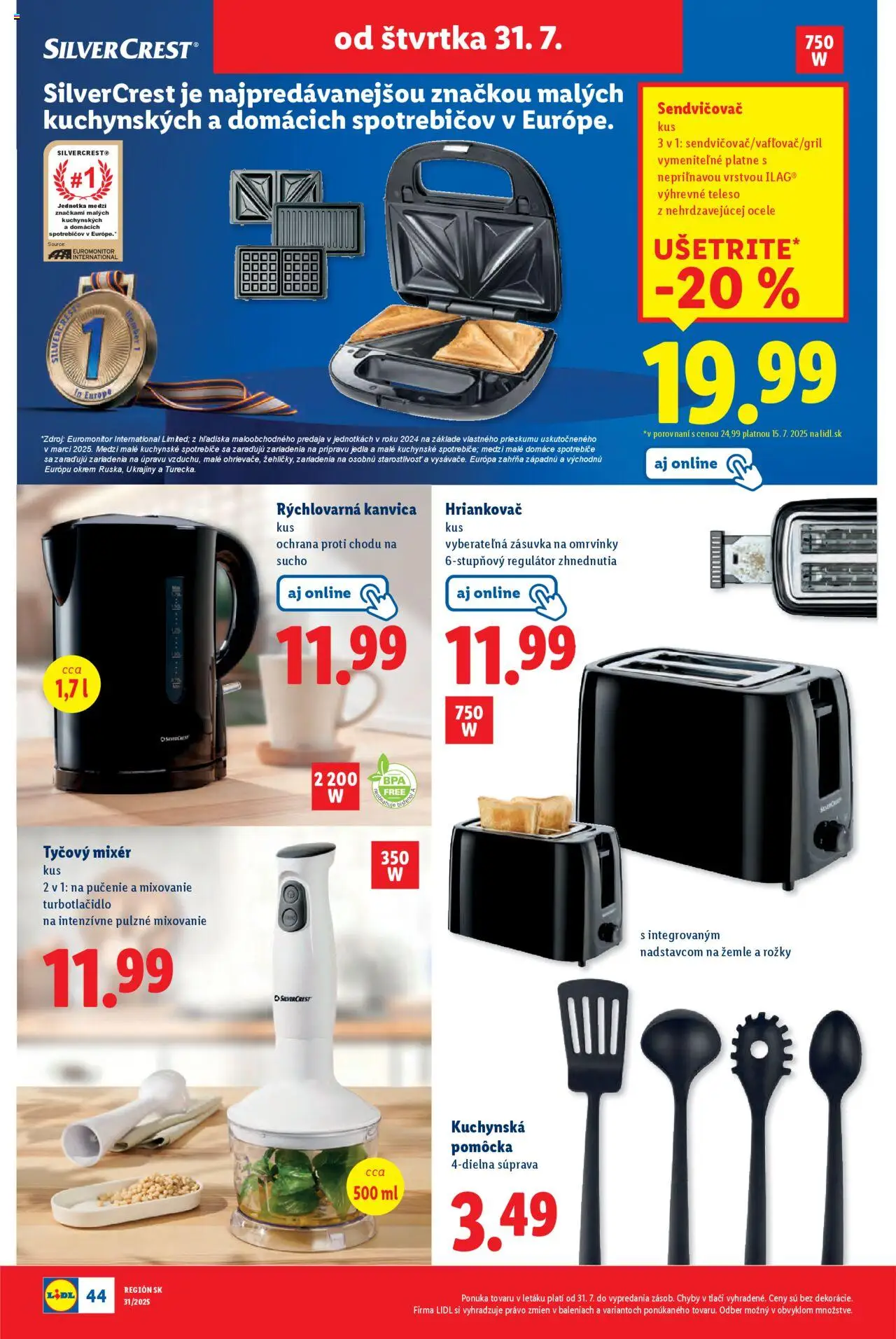 Lidl leták │ platný od 28.07.2025 | Strana: 68 | Produkty: Mixér, Tyčový mixér, Rýchlovarná kanvica, Kanvica