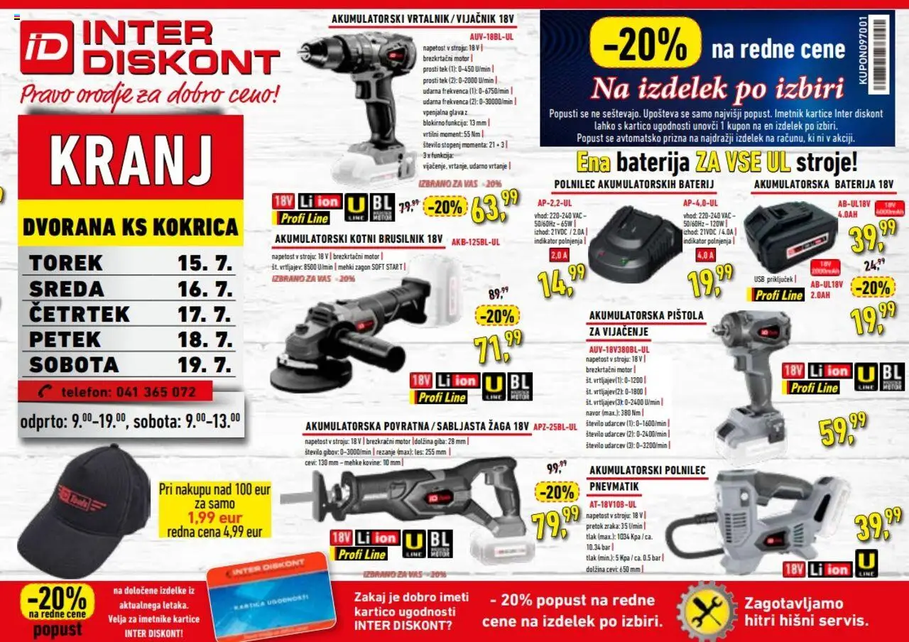 Inter Diskont katalog │ velja od 15.07.2025 | Stran: 1 | Izdelki: Telefon, Baterija, Vrtalnik, Brusilnik