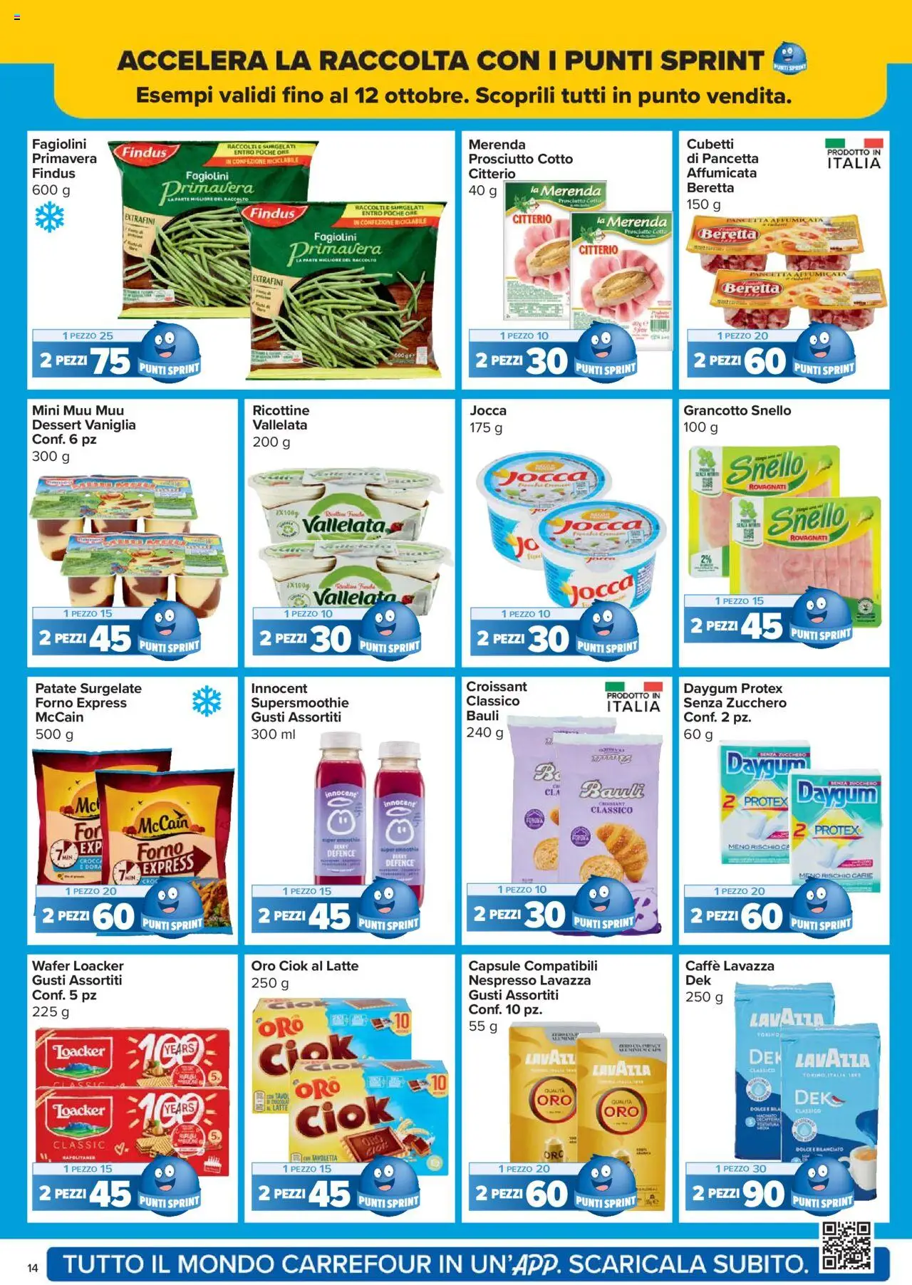 Volantino Carrefour del 02.10.2025 | Pagina: 14 | Prodotti: Prosciutto Cotto, Zucchero, Latte, Lavazza