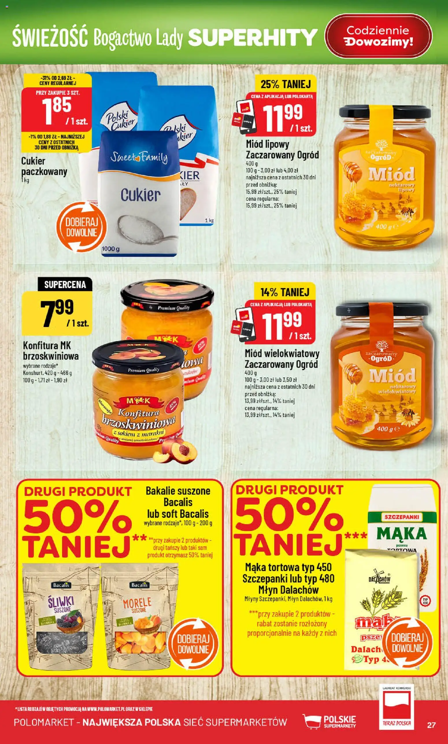 POLOmarket Gazetka od 18.02.2026 | Strona: 27 | Produkty: Miód, Morele, Śliwki, Cukier