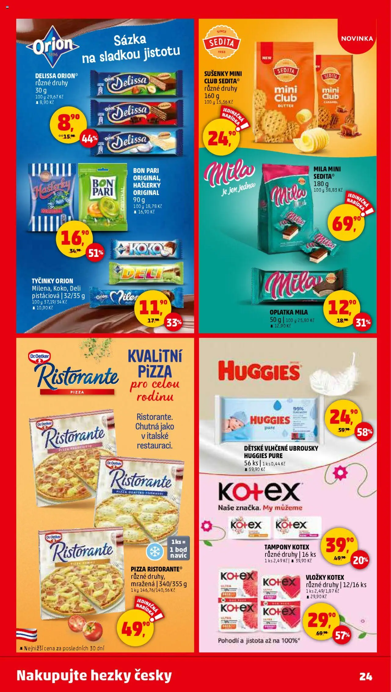 Penny Market leták - Čtvrtečník od 25.09.2025 | Strana: 24 | Produkty: Vlhčené ubrousky, Pizza, Ubrousky, Pizza Ristorante