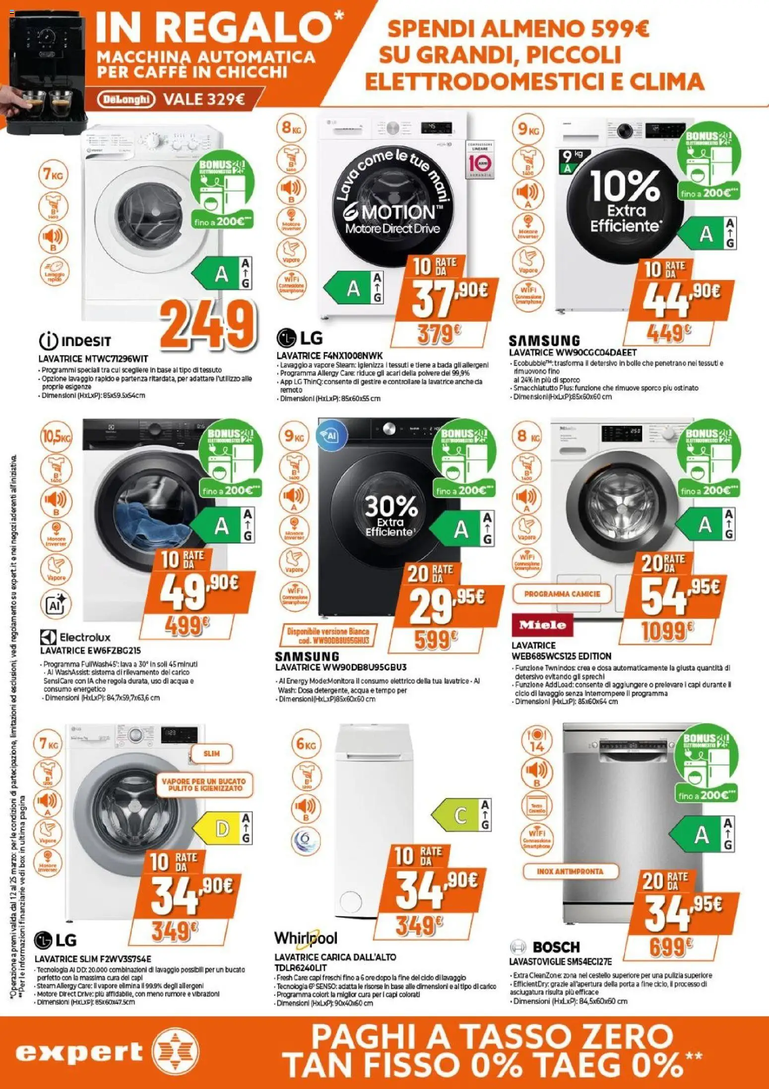 Volantino Expert del 12.03.2026 | Pagina: 2 | Prodotti: Caffè, Lavatrice, Lavastoviglie, Smartphone