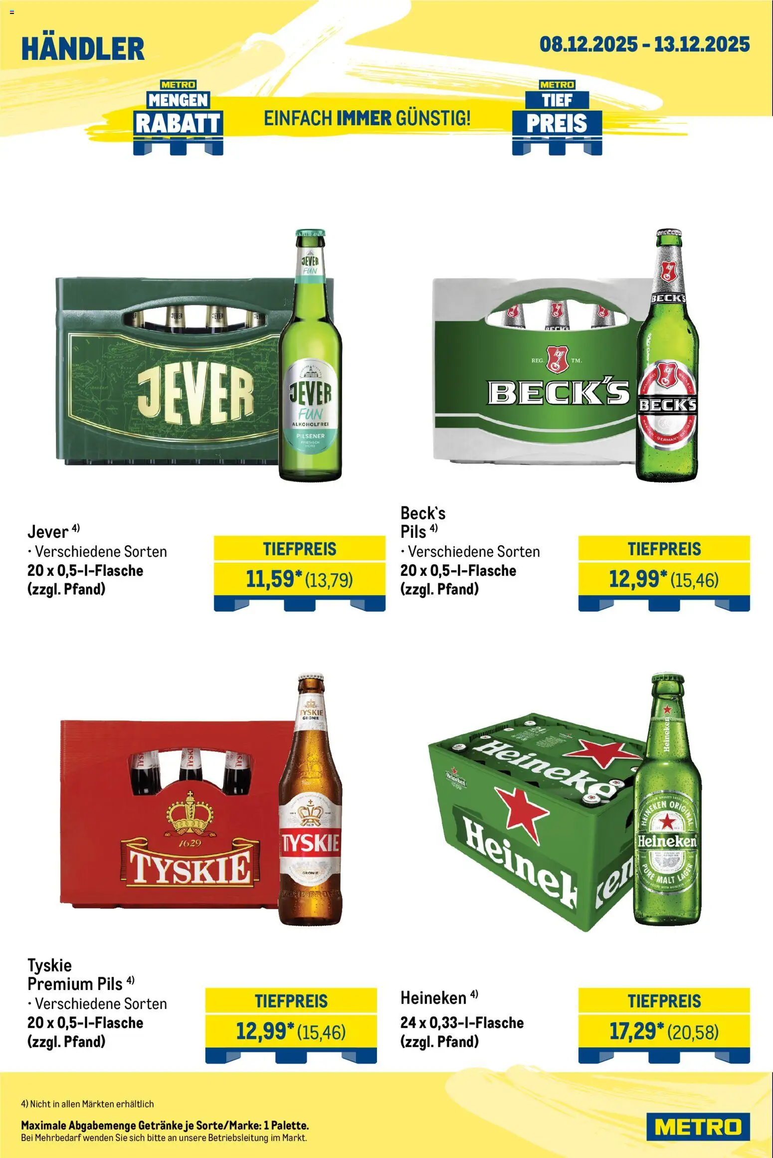 Metro Wochen-Angebote Händler – gültig ab 15.12.2025 | Seite: 6 | Produkte: Bitburger, Pils, Desperados, Budweiser