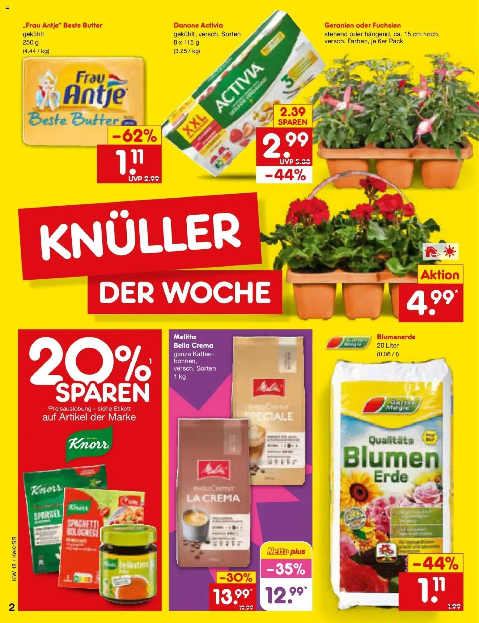 Netto Marken-Discount Prospekt Kruft	 – gültig ab 27.04.2026 | Seite: 2 | Produkte: Danone activia, Kaffee, Blumen, Knorr