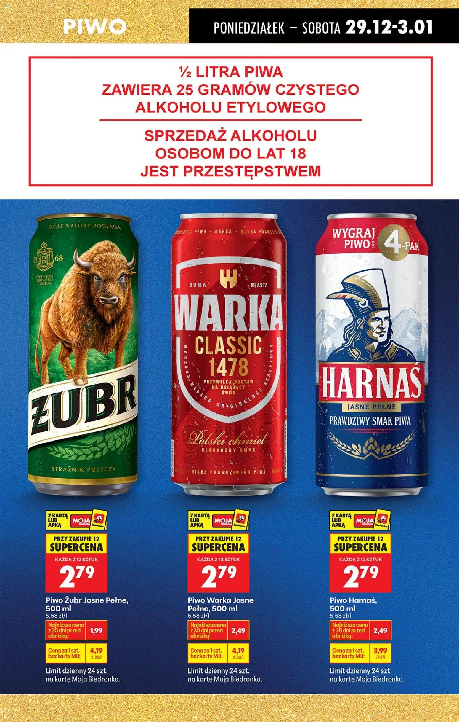Biedronka gazetka od 29.12.2025 | Strona: 65 | Produkty: Piwo żubr, Warka, Harnaś, Piwo