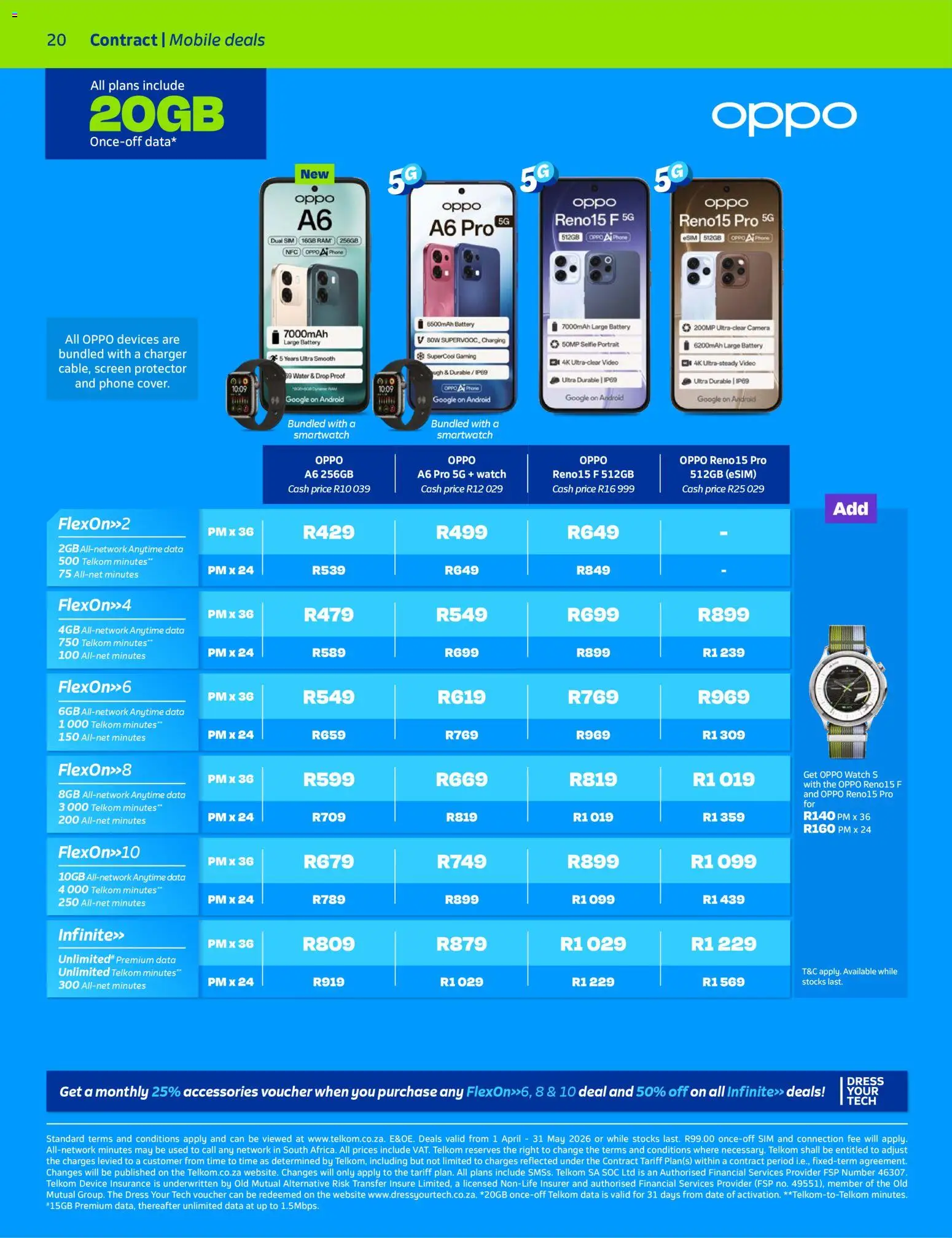 New Telkom catalogue – valid from 01.04.2026 | Page: 20 | Products: Sim, Watch, Camera, Battery