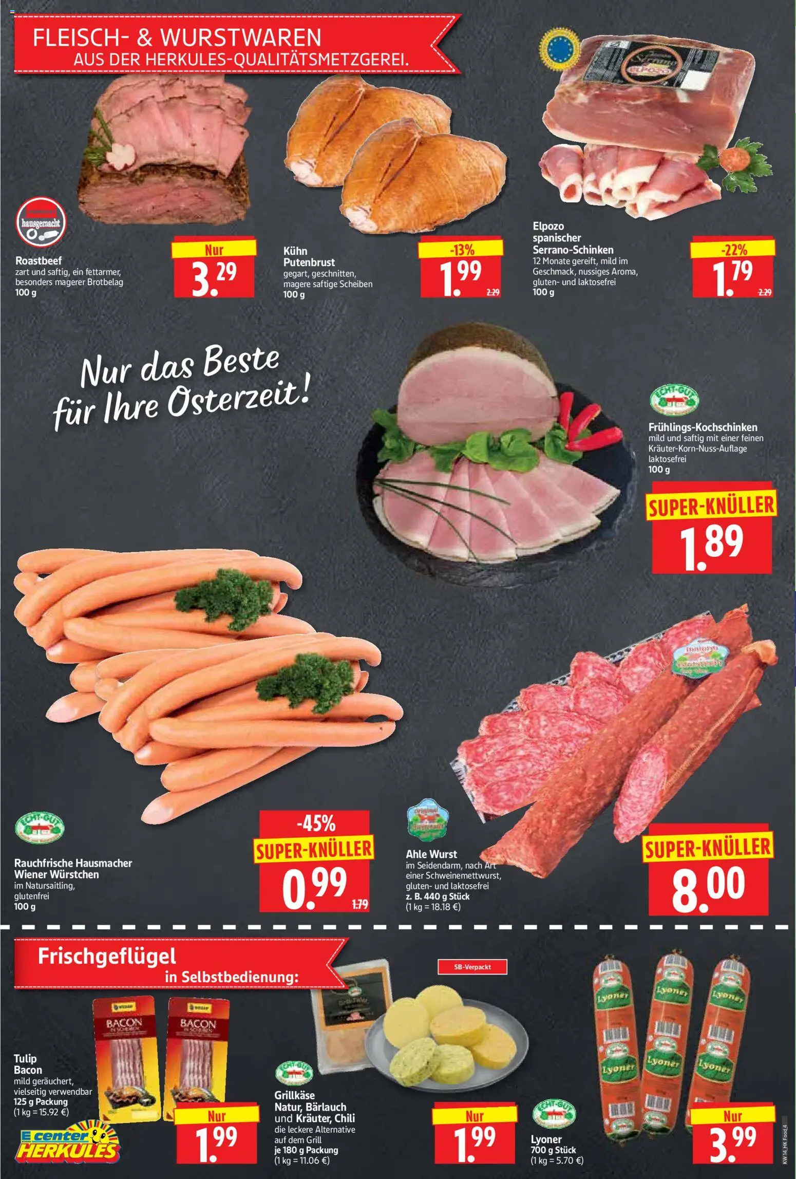 HERKULES Prospekt 	 – gültig ab 30.03.2026 | Seite: 4 | Produkte: Grill, Wurst, Chili, Fleisch