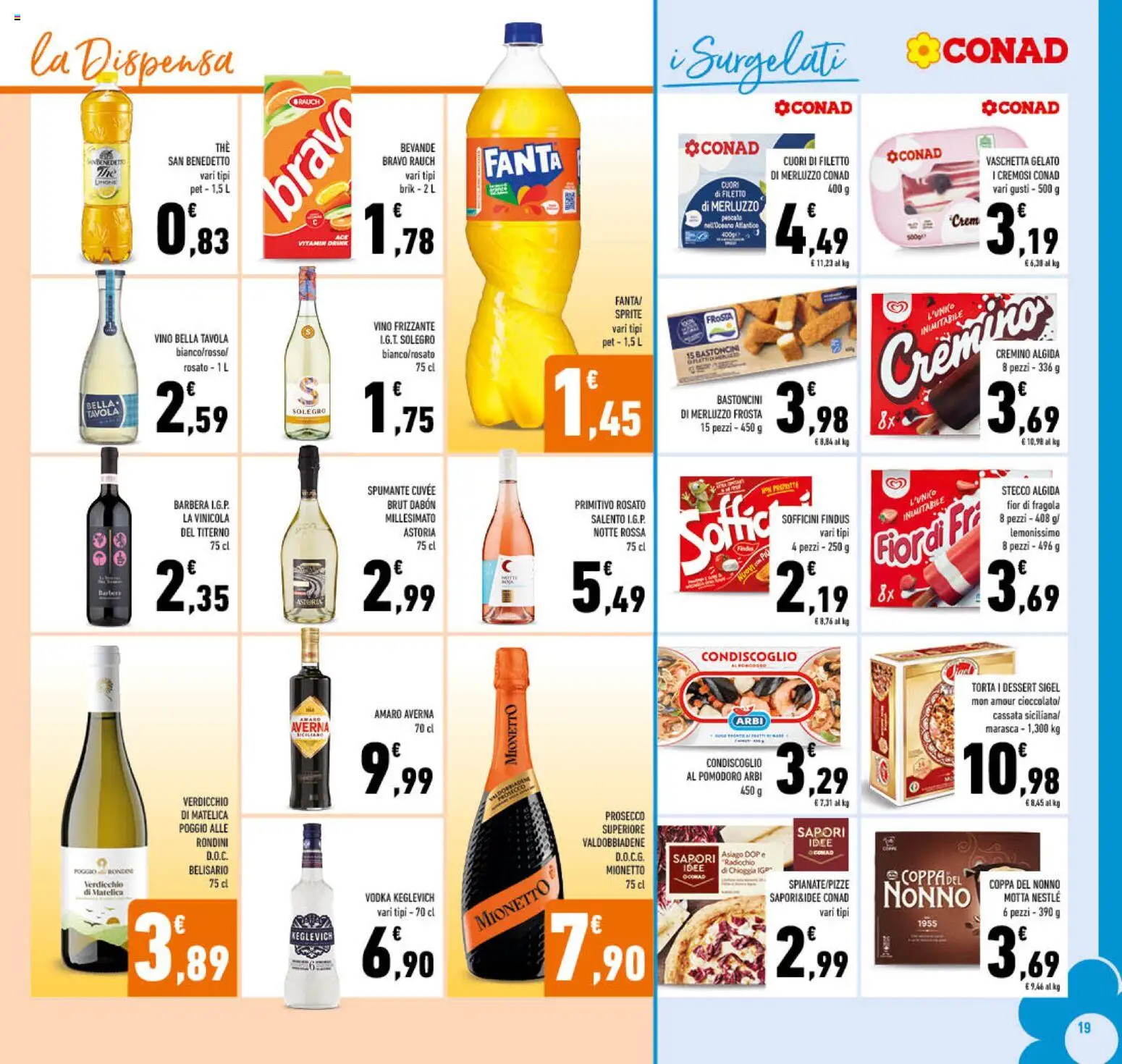 Volantino Conad del 22.04.2026 | Pagina: 19 | Prodotti: Pizza, Prosecco, Pasta, Torta