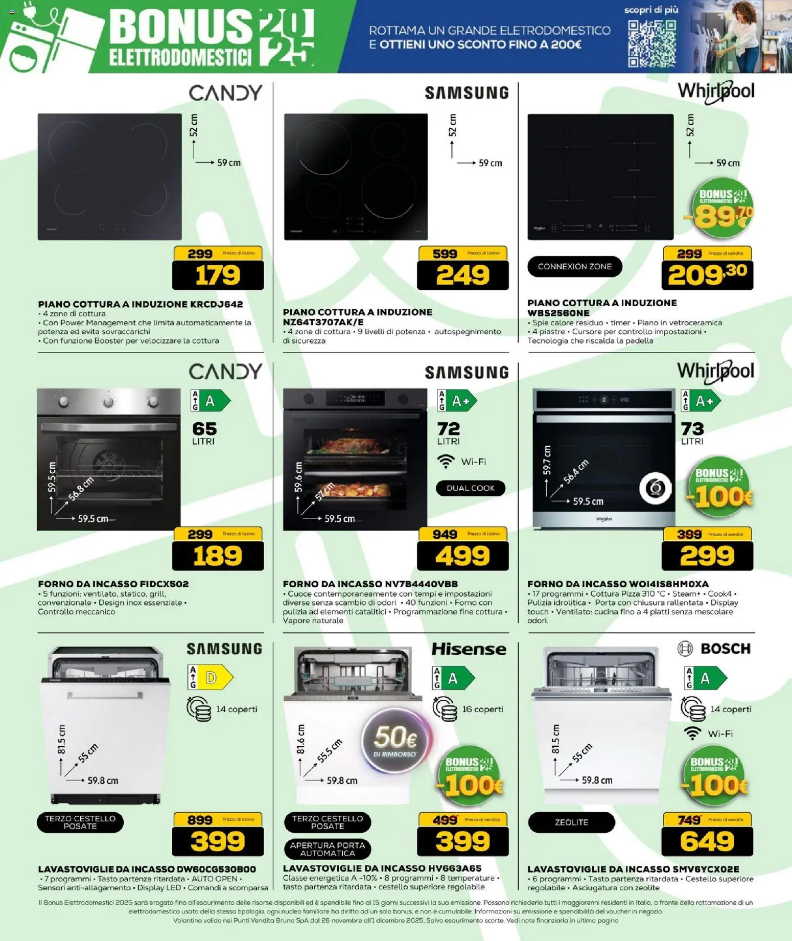 Volantino BRUNO del 26.11.2025 | Pagina: 20 | Prodotti: Lavastoviglie da incasso, Piano cottura, Lavastoviglie, Forno