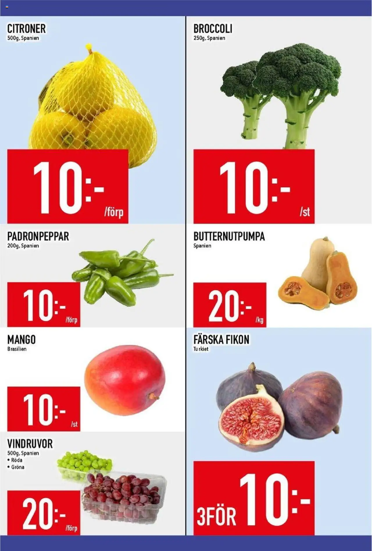Matdax reklamblad aktuell från 06.10.2025 | Sida: 13 | Produkter: Vindruvor, Mango, Broccoli