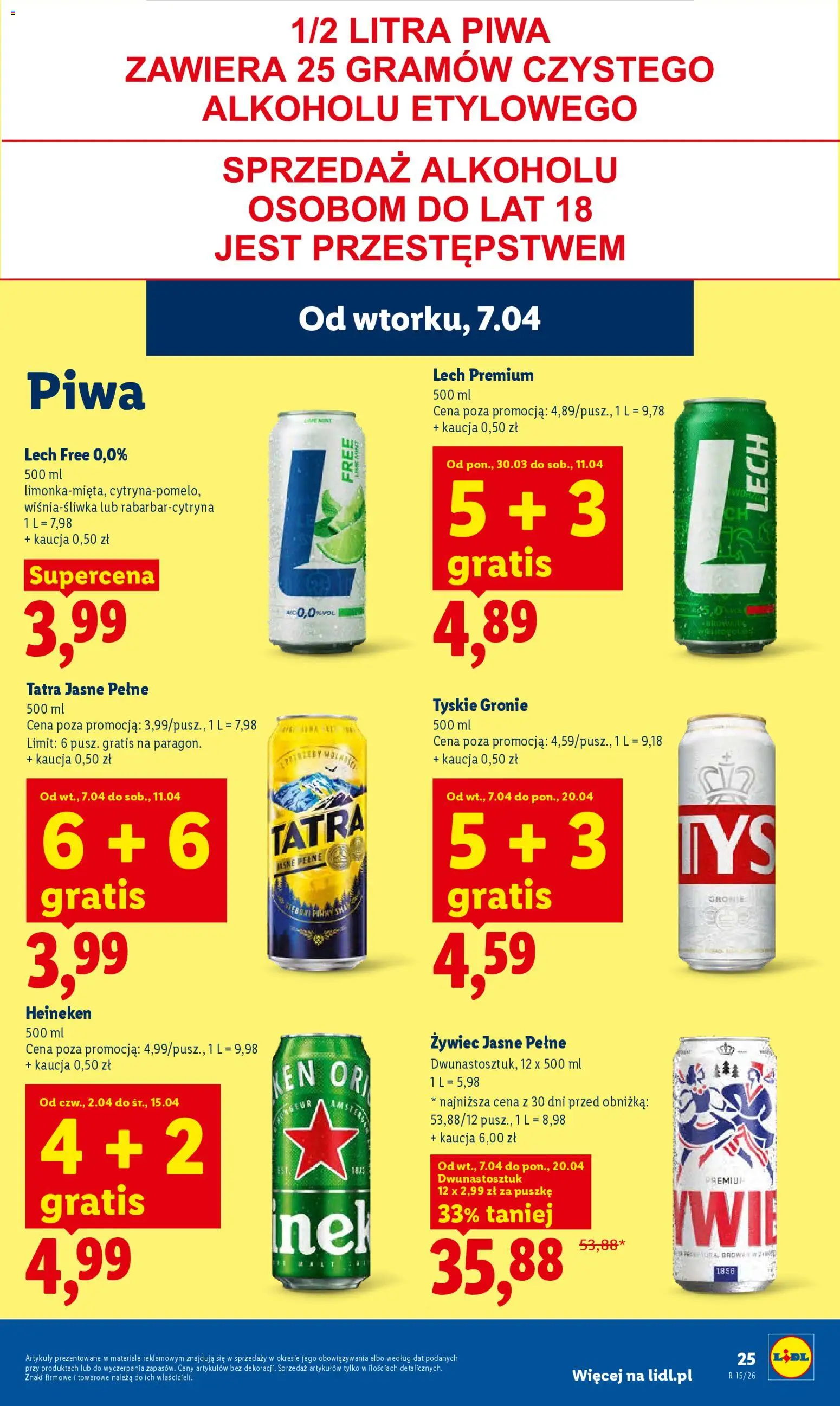 Lidl gazetka od 07.04.2026 | Strona: 27 | Produkty: Tyskie, Heineken