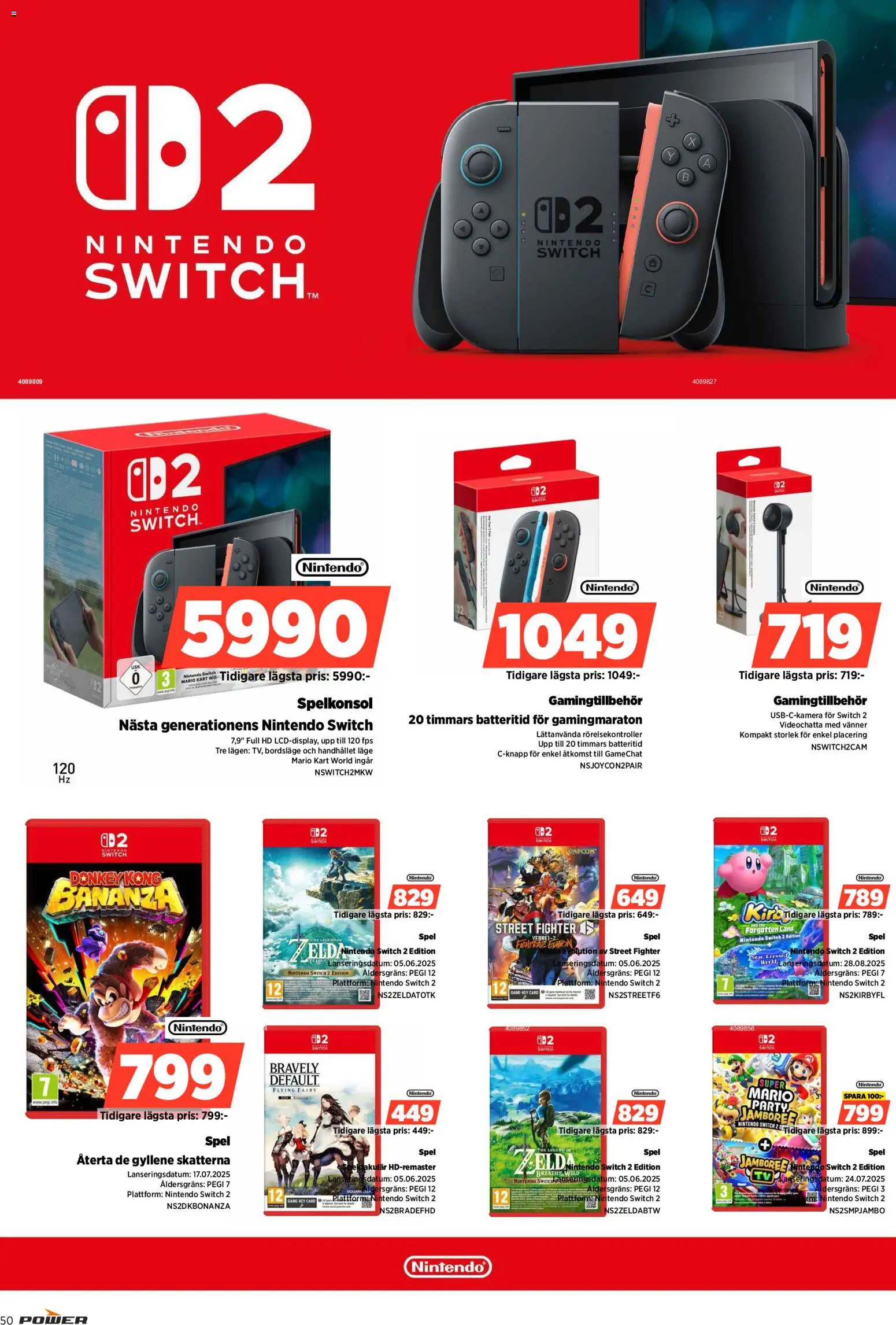 Power reklamblad aktuell från 17.11.2025 | Sida: 50 | Produkter: Tv, Spelkonsol, Spel, Nintendo switch