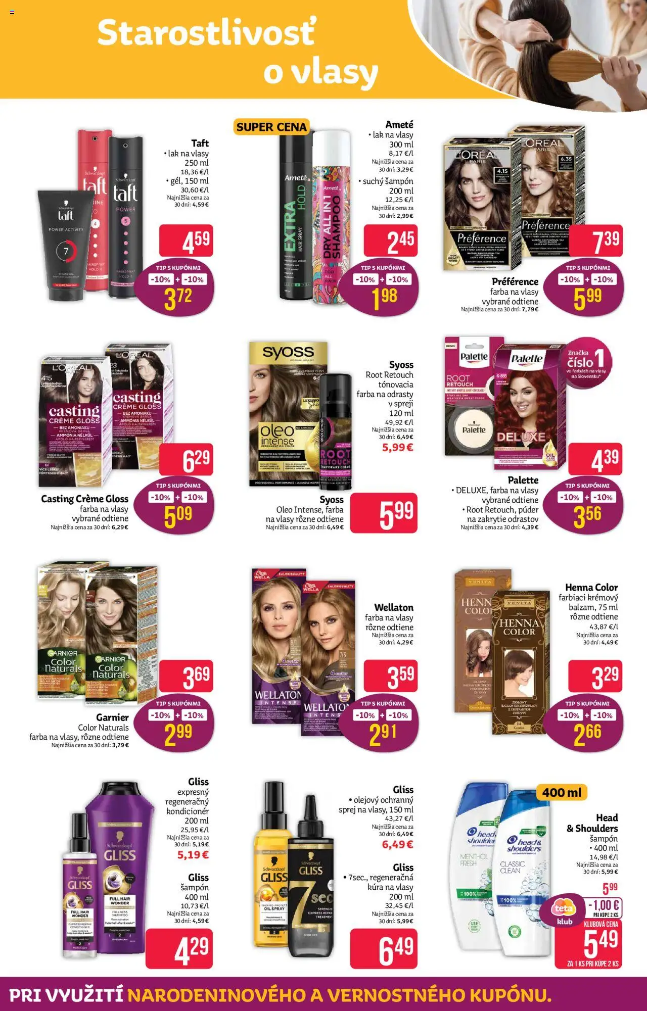 Nové Teta drogerie akcie – leták je platný od 29.09.2025 | Strana: 7 | Produkty: Púder, Lak na vlasy, Farba na vlasy, Head & Shoulders