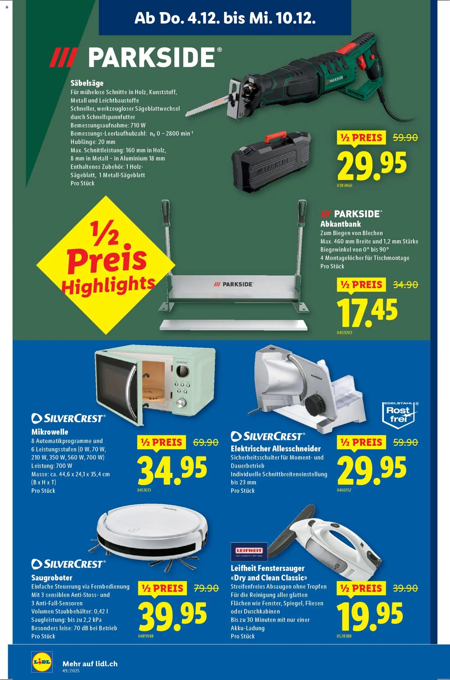 Lidl Aktionen Neueröffnung Bremgarten – gültig ab 04.12.2025 | Seite: 2 | Produkte: Mikrowelle, Allesschneider