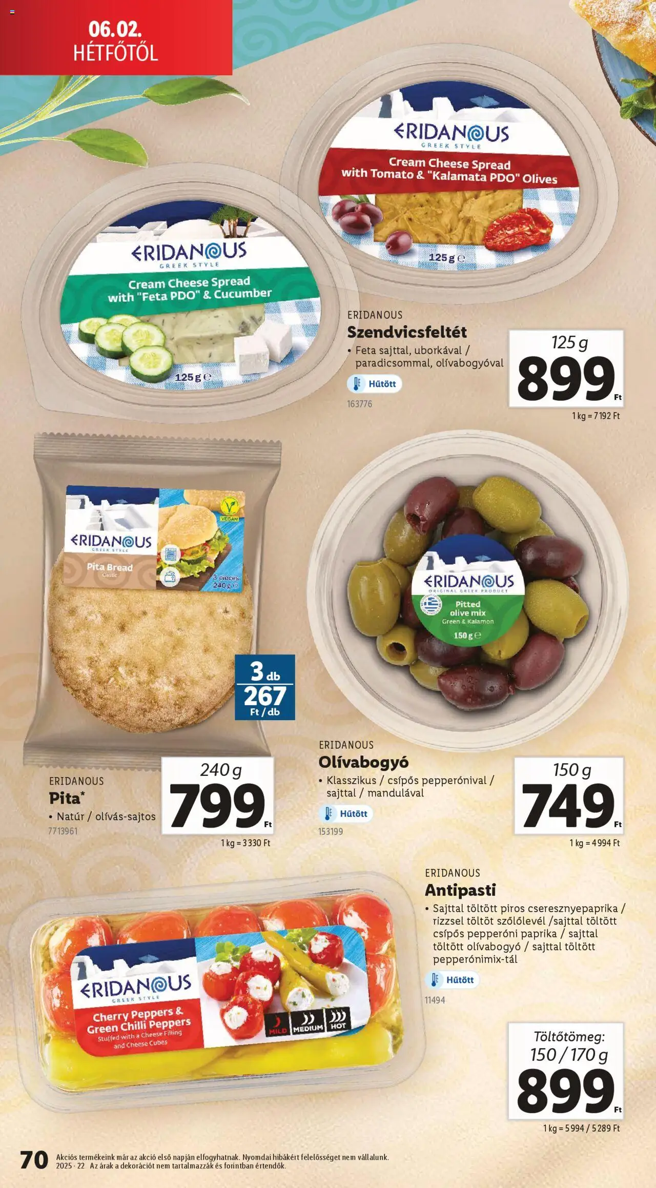 Lidl akciós ujság - amely érvényes a következő dátumtól: 29.05.2025 | Oldal: 70 | Termékek: Antipasti, Pita, Vegán, Olívabogyó