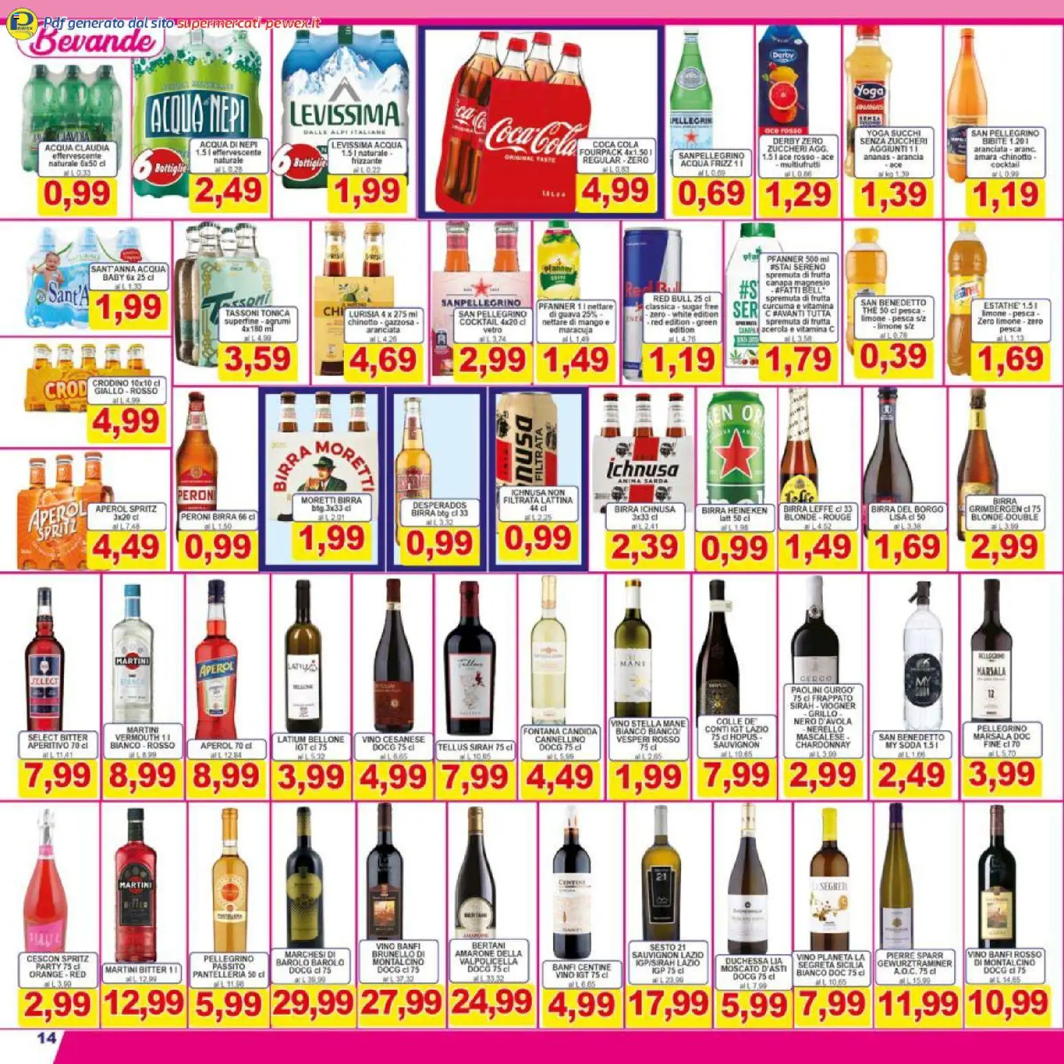 Volantino Pewex del 27.03.2026 | Pagina: 14 | Prodotti: Birra, Agrumi, Ananas, Aperol