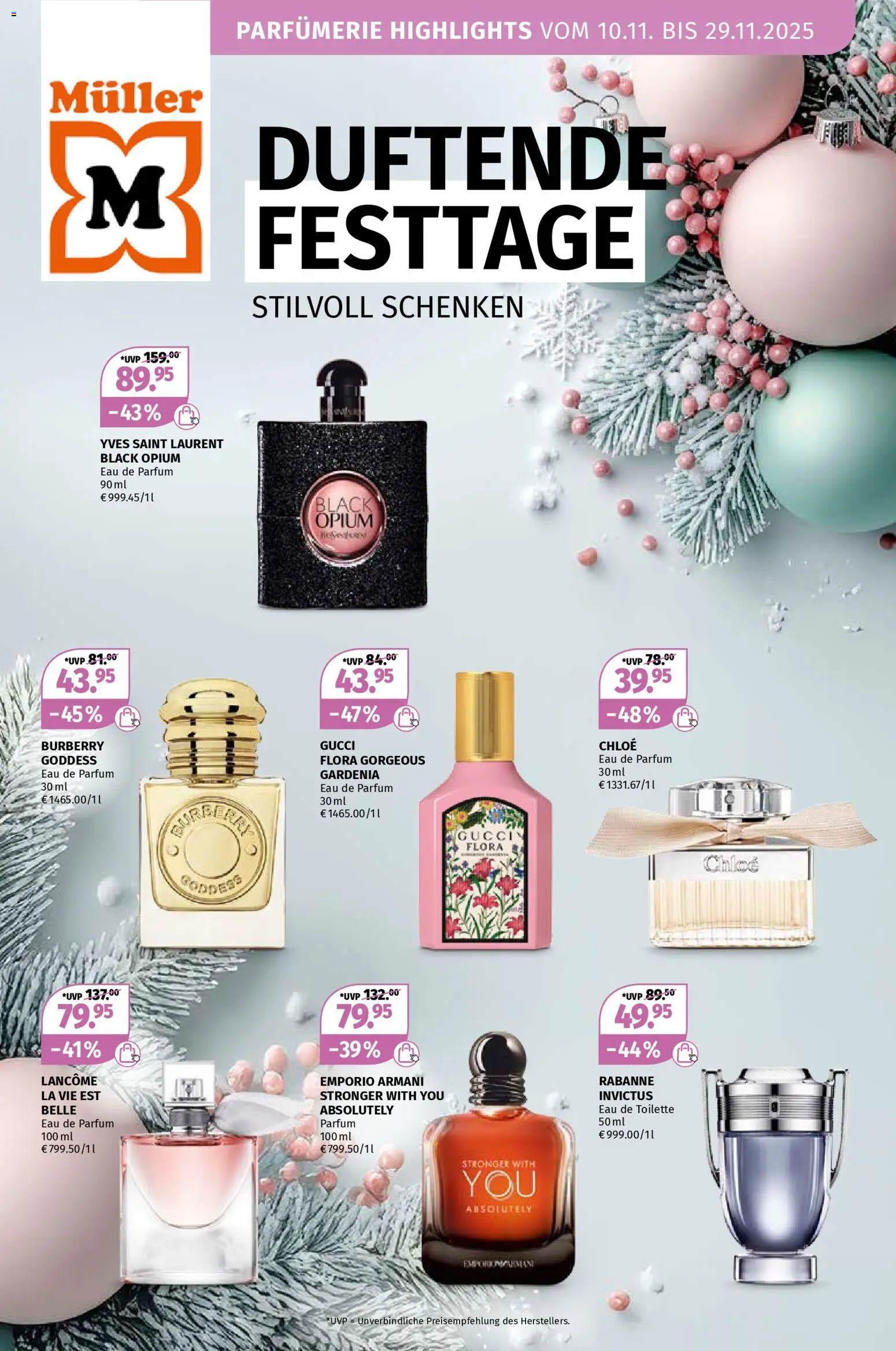 Müller Beauty Highlights – gültig ab 10.11.2025 | Seite: 1 | Produkte: Toilette, Parfüm, Eau de Toilette, Eau de Parfum