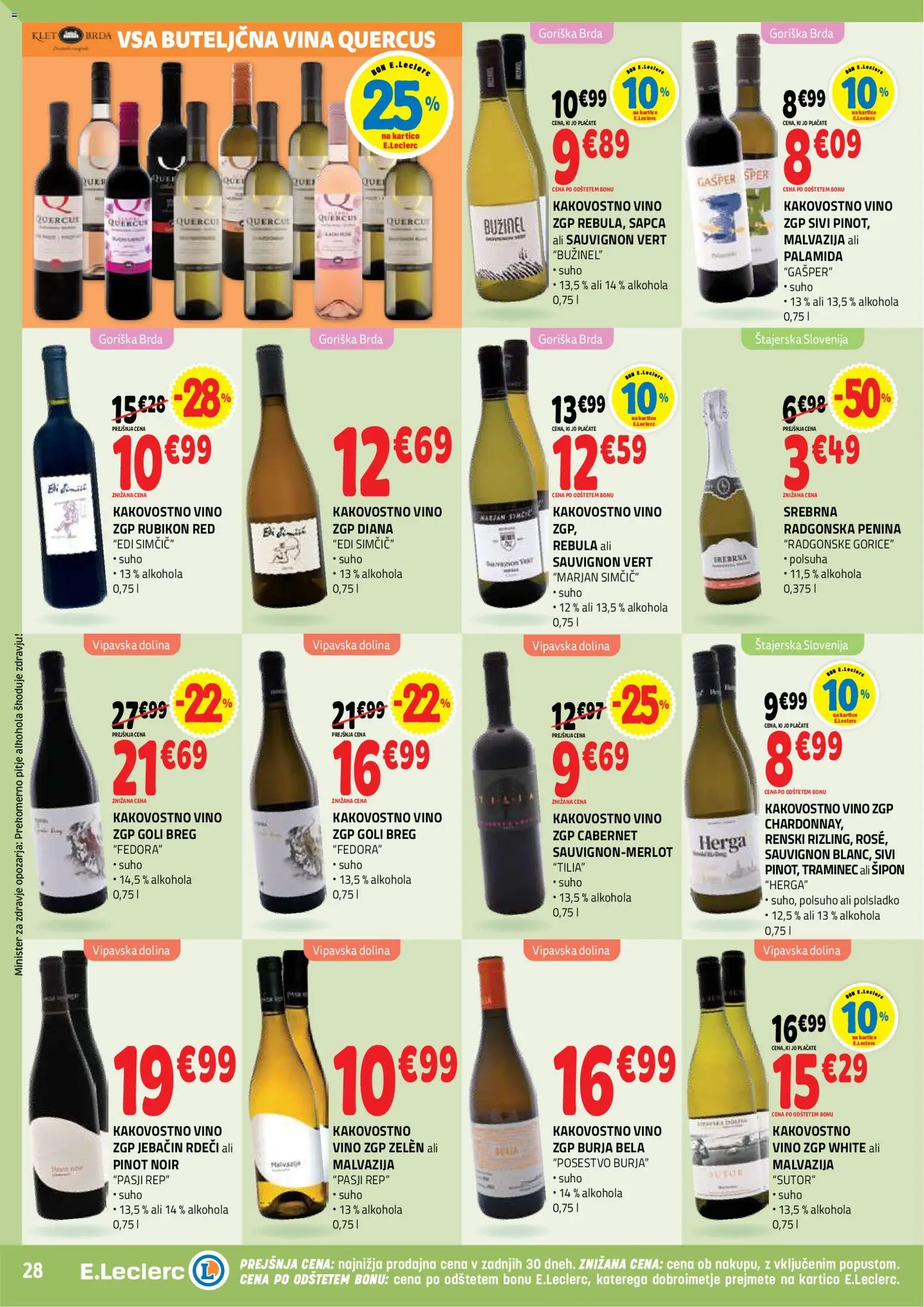 Novi E.leclerc katalog ponudbe – veljaven od 25.02.2026 | Stran: 28 | Izdelki: Penina, Vino