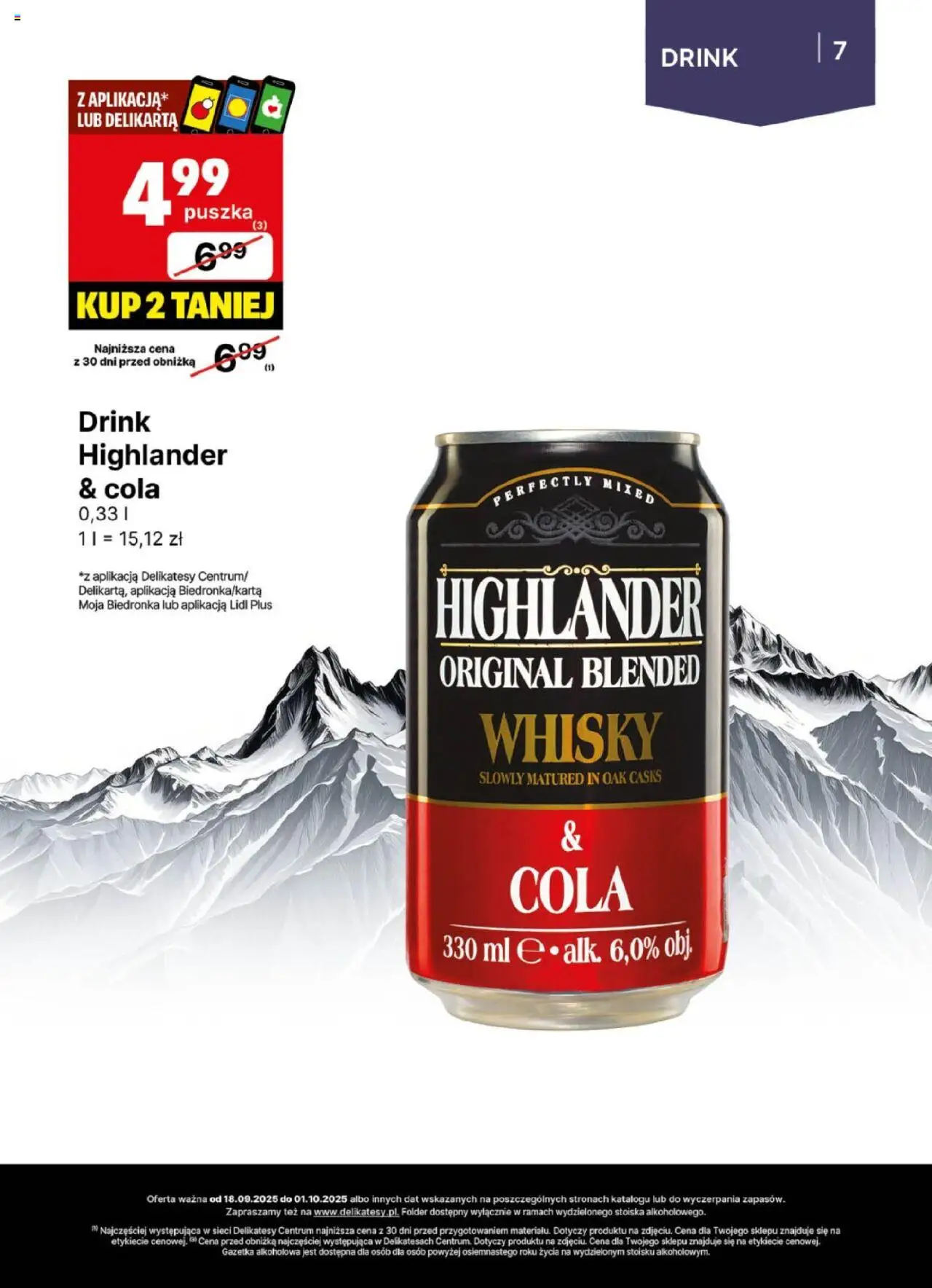 Delikatesy Centrum Gazetka - DeliBarek od 18.09.2025 | Strona: 7 | Produkty: Delikatesy, Whisky