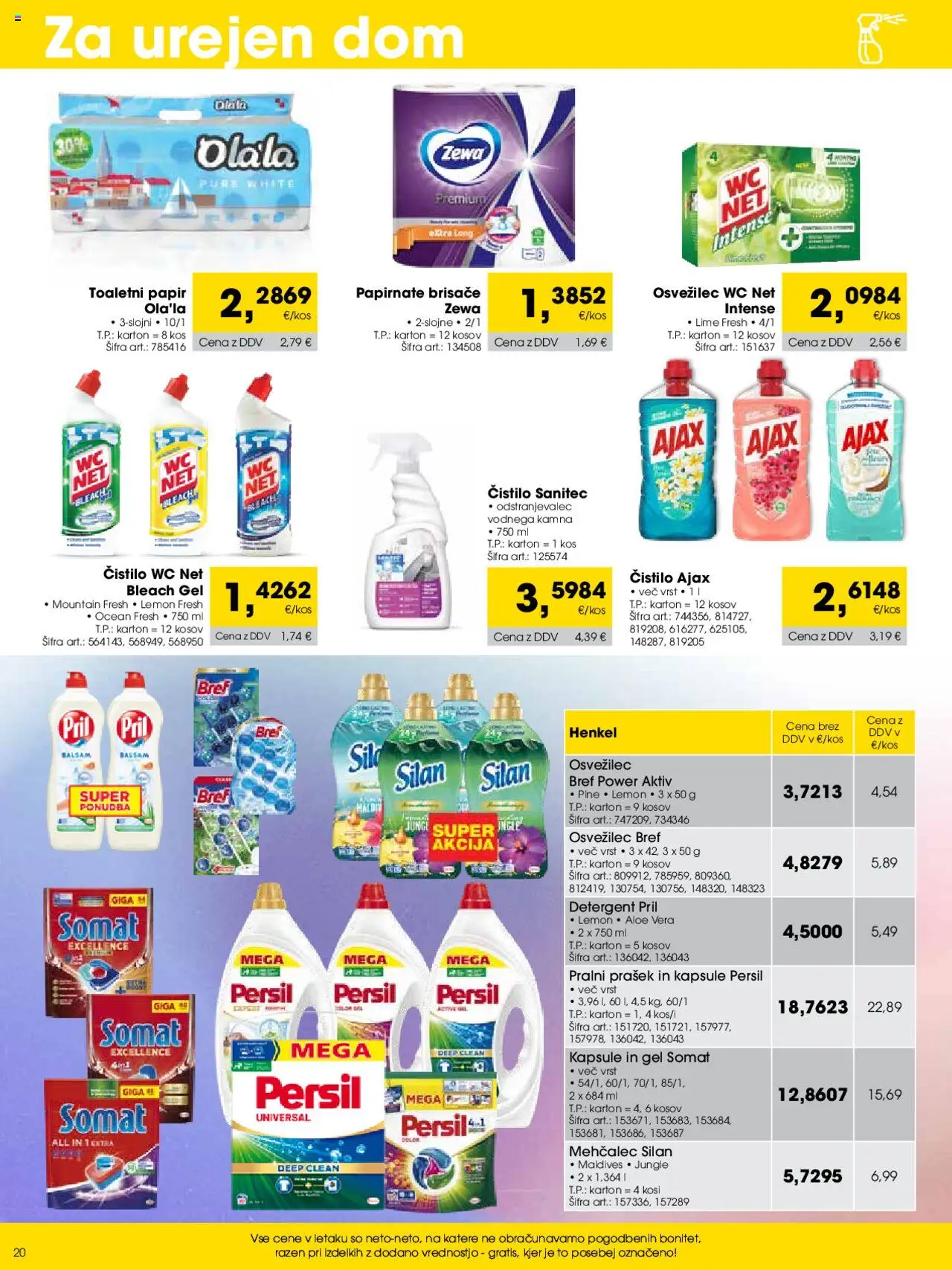 Tuš katalog cash & carry trgovec │ velja od 01.09.2025 | Stran: 20 | Izdelki: Prašek, Pralni prašek, Kos, Detergent