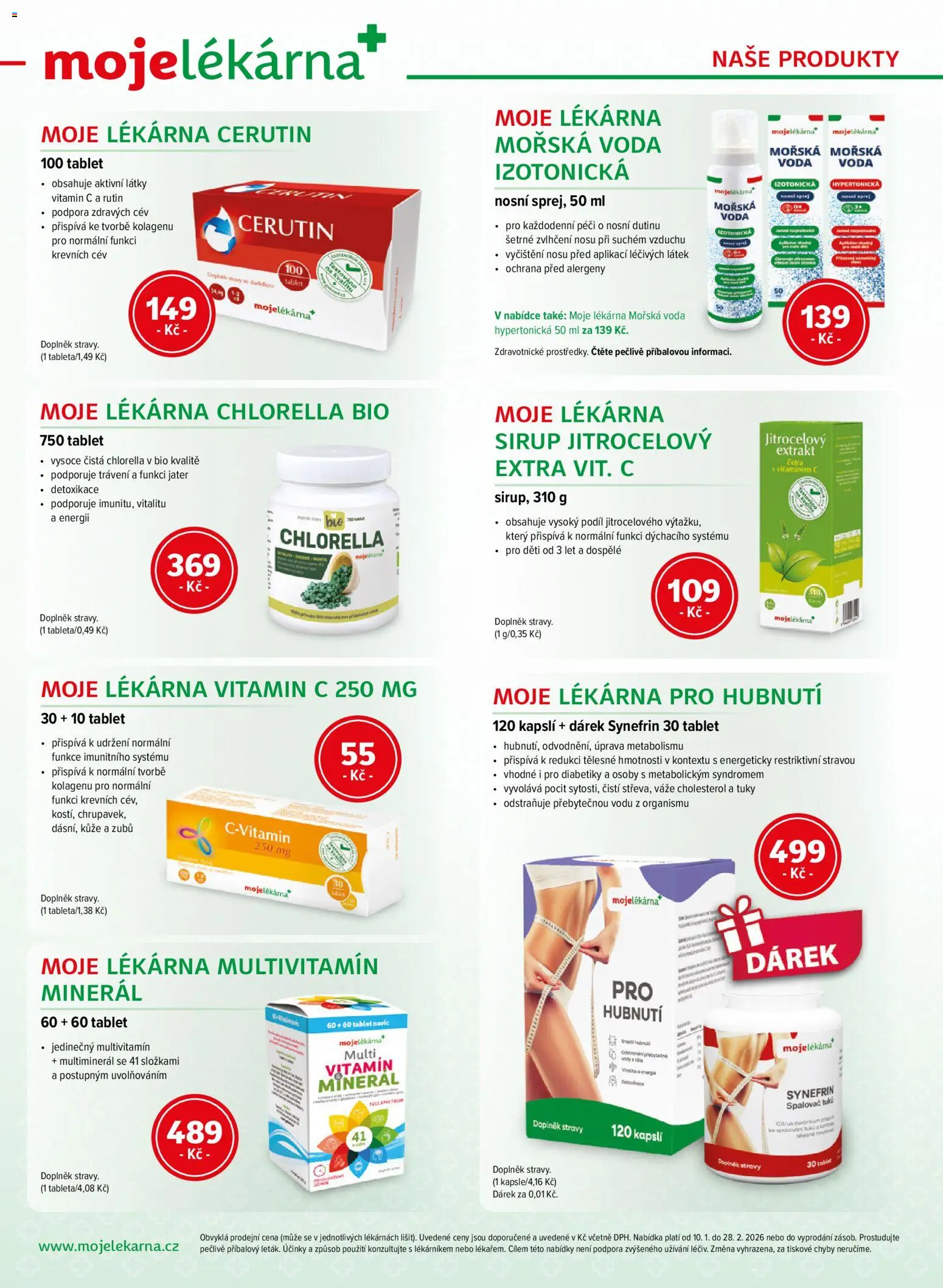 Moje lékárna leták od 10.01.2026 | Strana: 12 | Produkty: Vitamin c, Tablet, Chlorella, Sirup