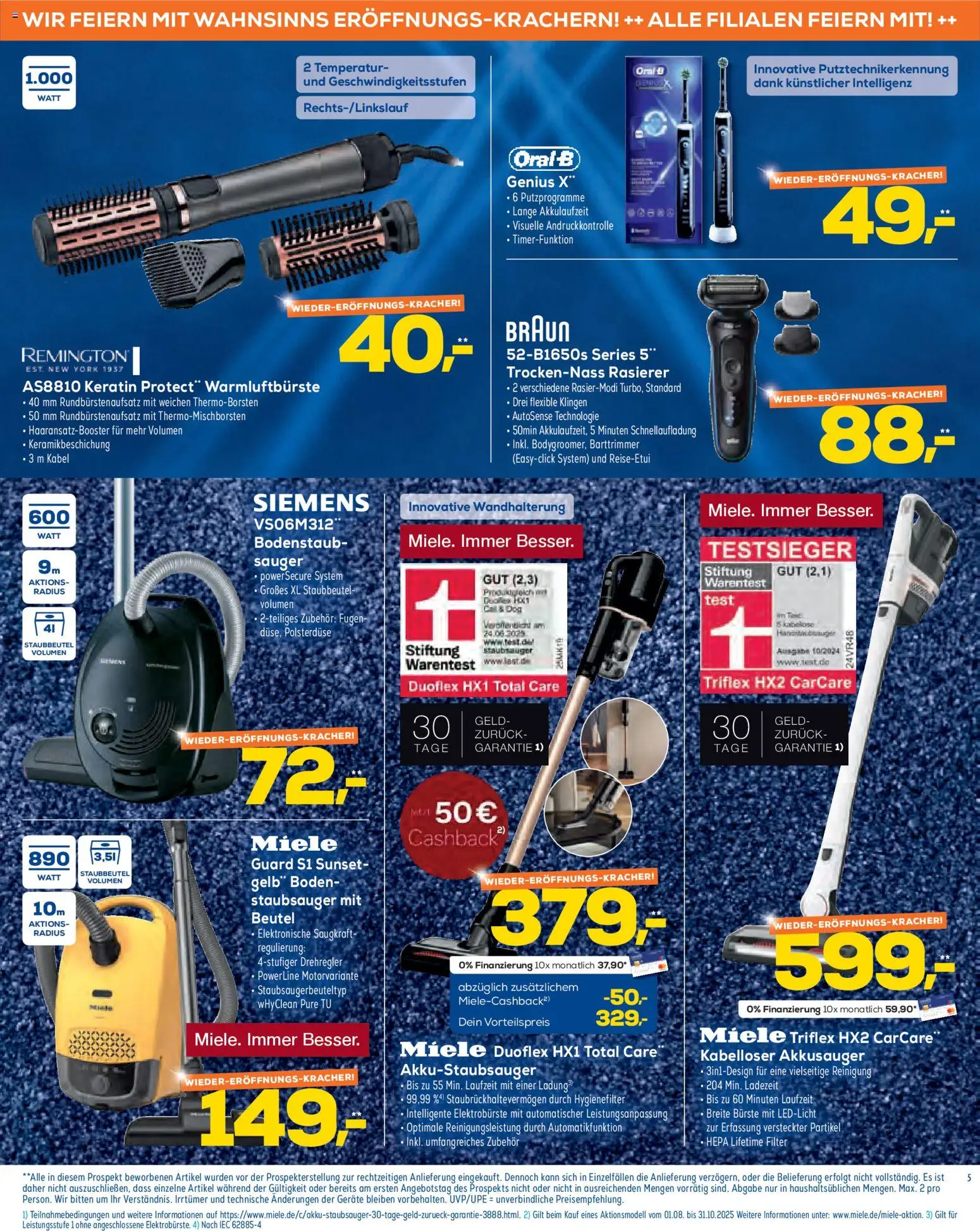 Euronics Prospekt 	 – gültig ab 22.10.2025 | Seite: 5 | Produkte: Kabel, Miele, Rasierer, Bürste