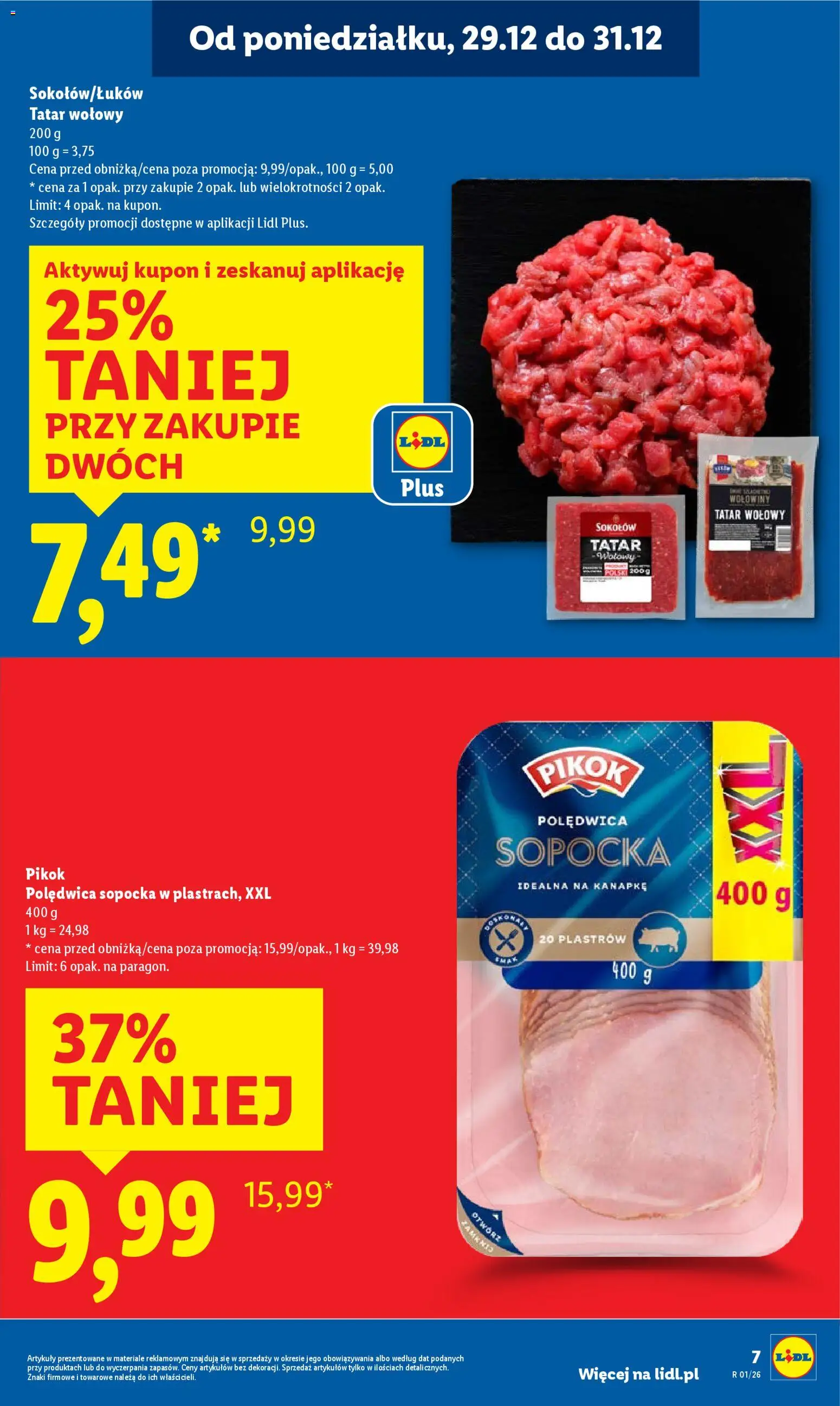 Lidl Gazetka od 29.12.2025 | Strona: 7 | Produkty: Tatar wołowy, Tatar