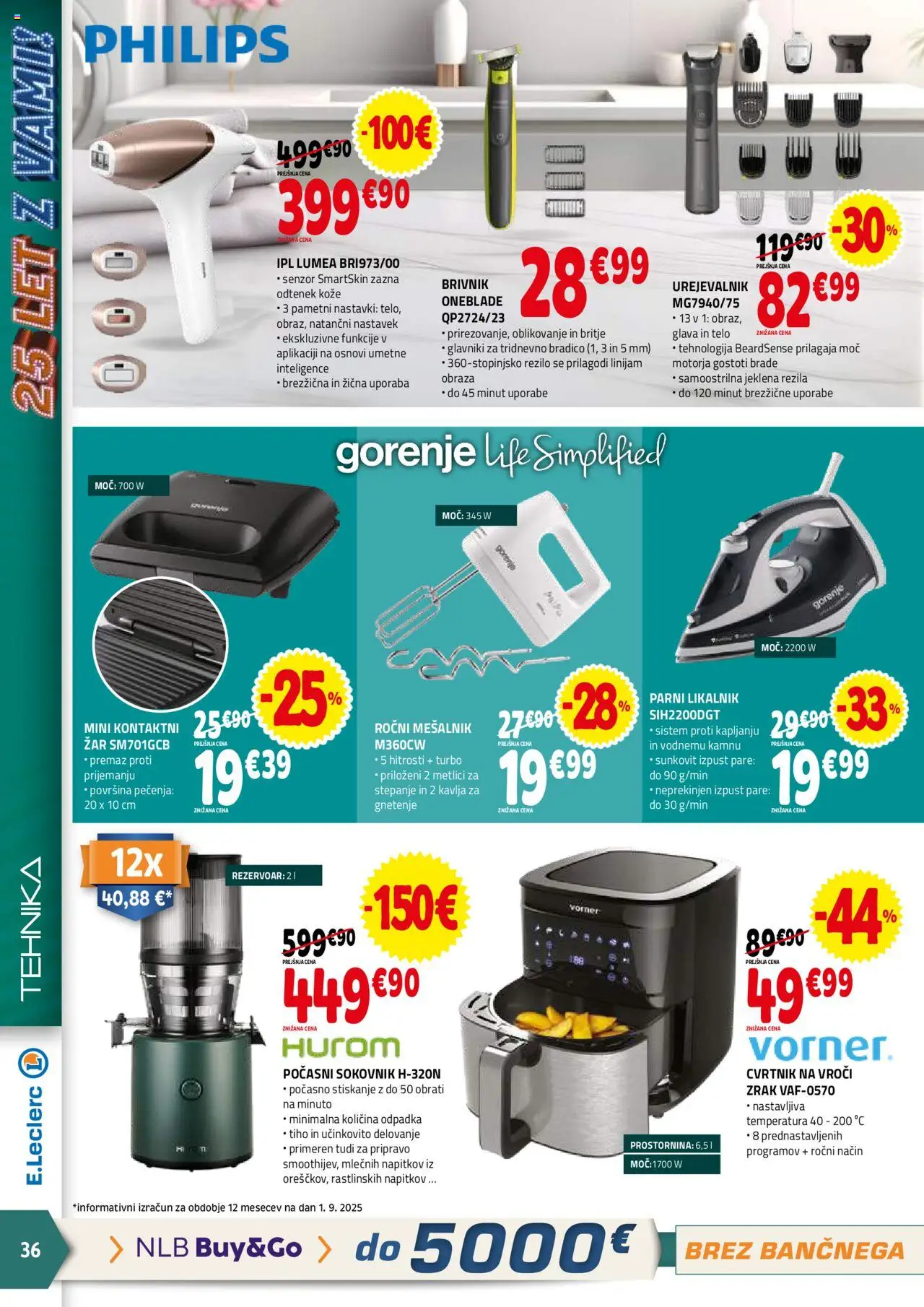 Novi E.leclerc katalog ponudbe – veljaven od 10.09.2025 | Stran: 36 | Izdelki: Mesalnik, Zar, Sokovnik, Brivnik