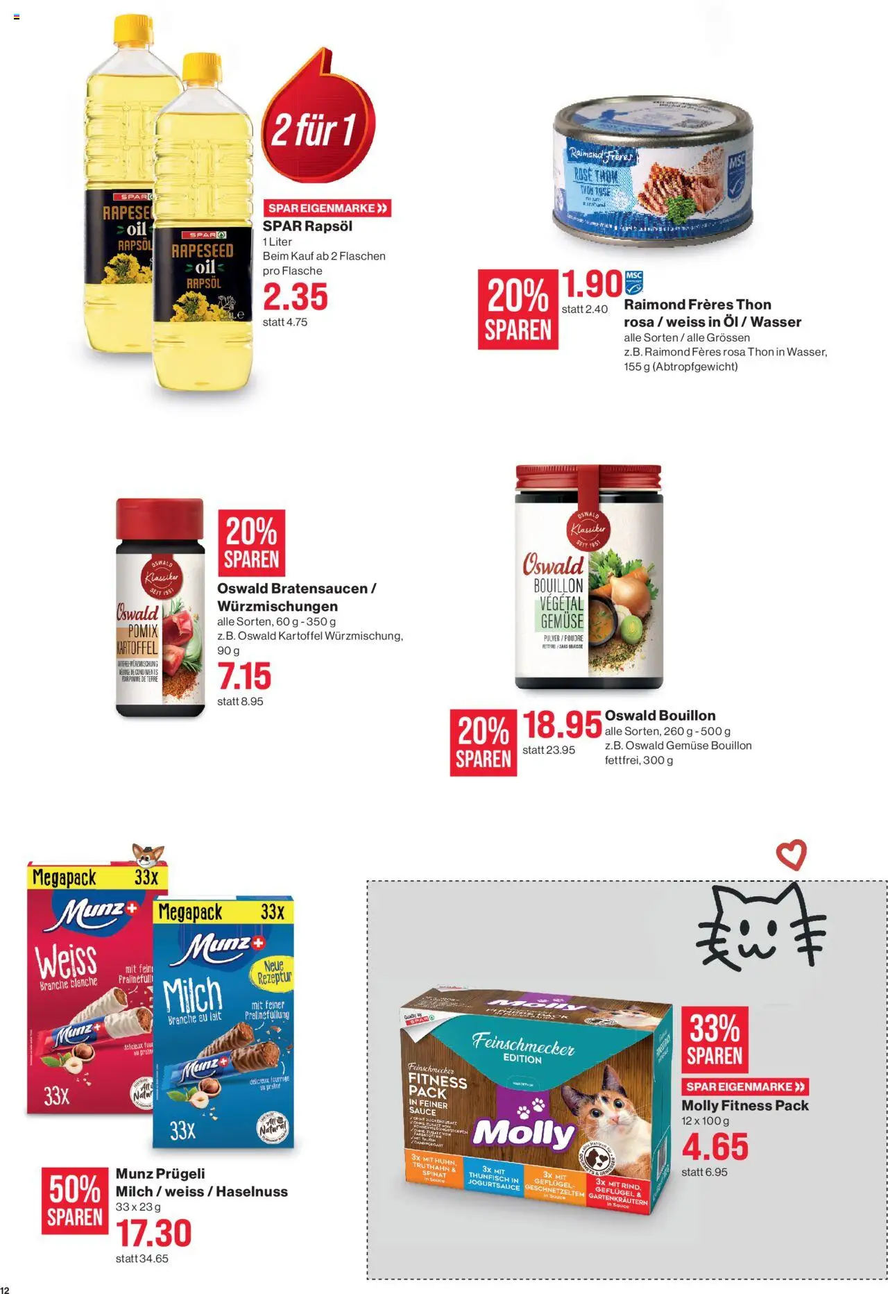 SPAR Aktionen – gültig ab 11.09.2025 | Seite: 12 | Produkte: Rapsöl, Milch, Öl, Gemüse