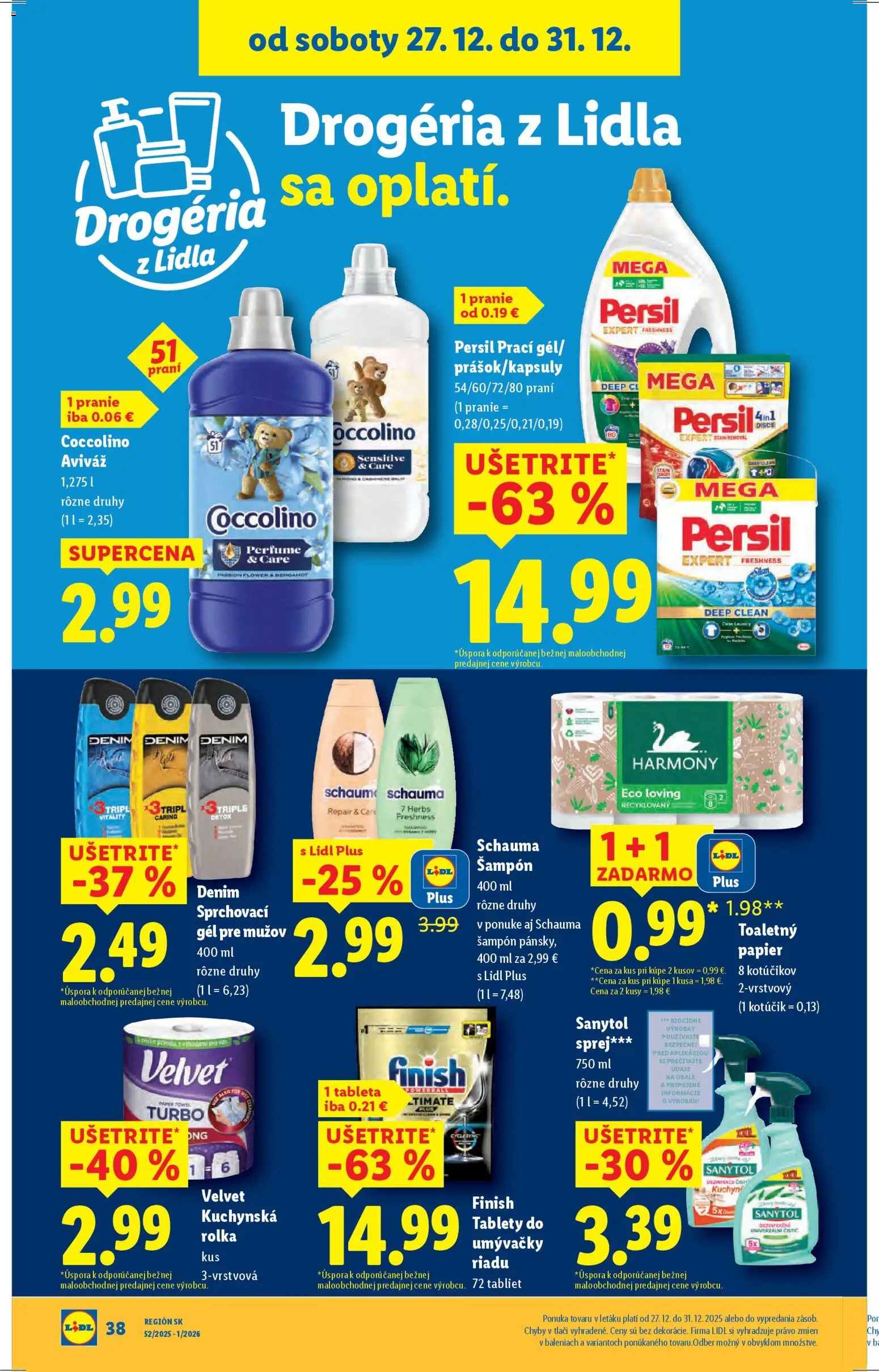 Nové Lidl akcie – leták je platný od 27.12.2025 | Strana: 46 | Produkty: Šampón, Toaletný papier, Aviváž, Tablety do umývačky riadu