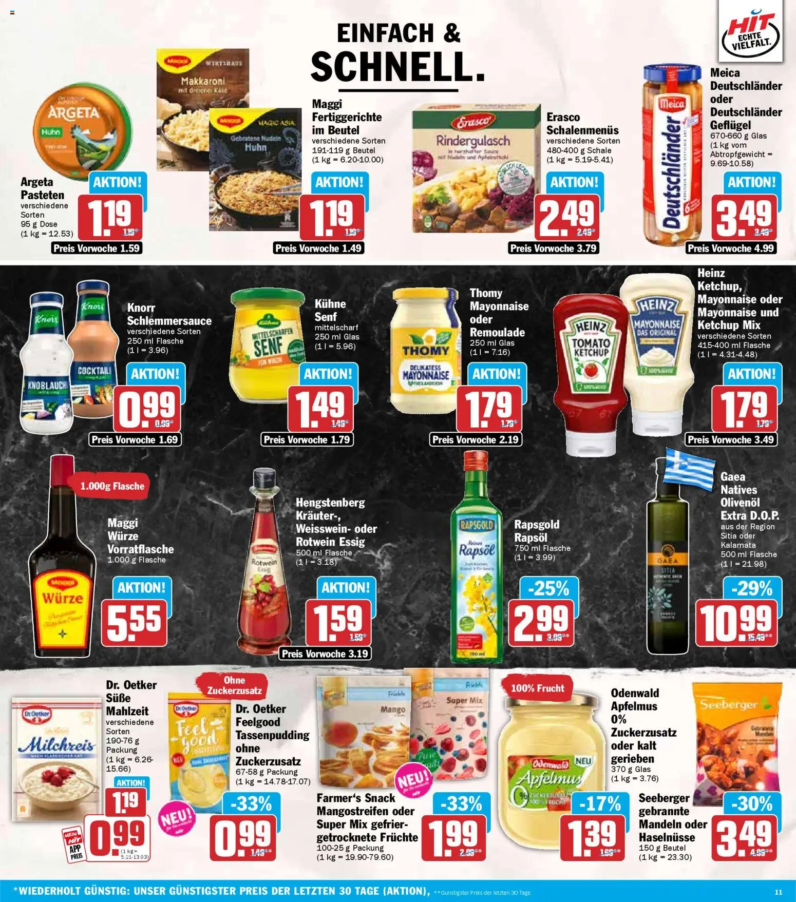 HIT - Baden-Württemberg – gültig ab 03.11.2025 | Seite: 11 | Produkte: Essig, Rapsöl, Weißwein, Nudeln
