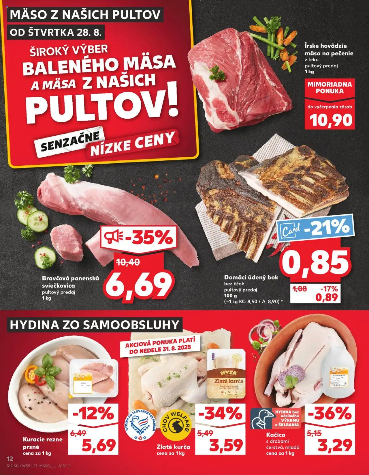 Kaufland Dolný Kubín │ platný od 28.08.2025 | Strana: 12 | Produkty: Hovädzie mäso, Kačica, Kuracie rezne, Kurča