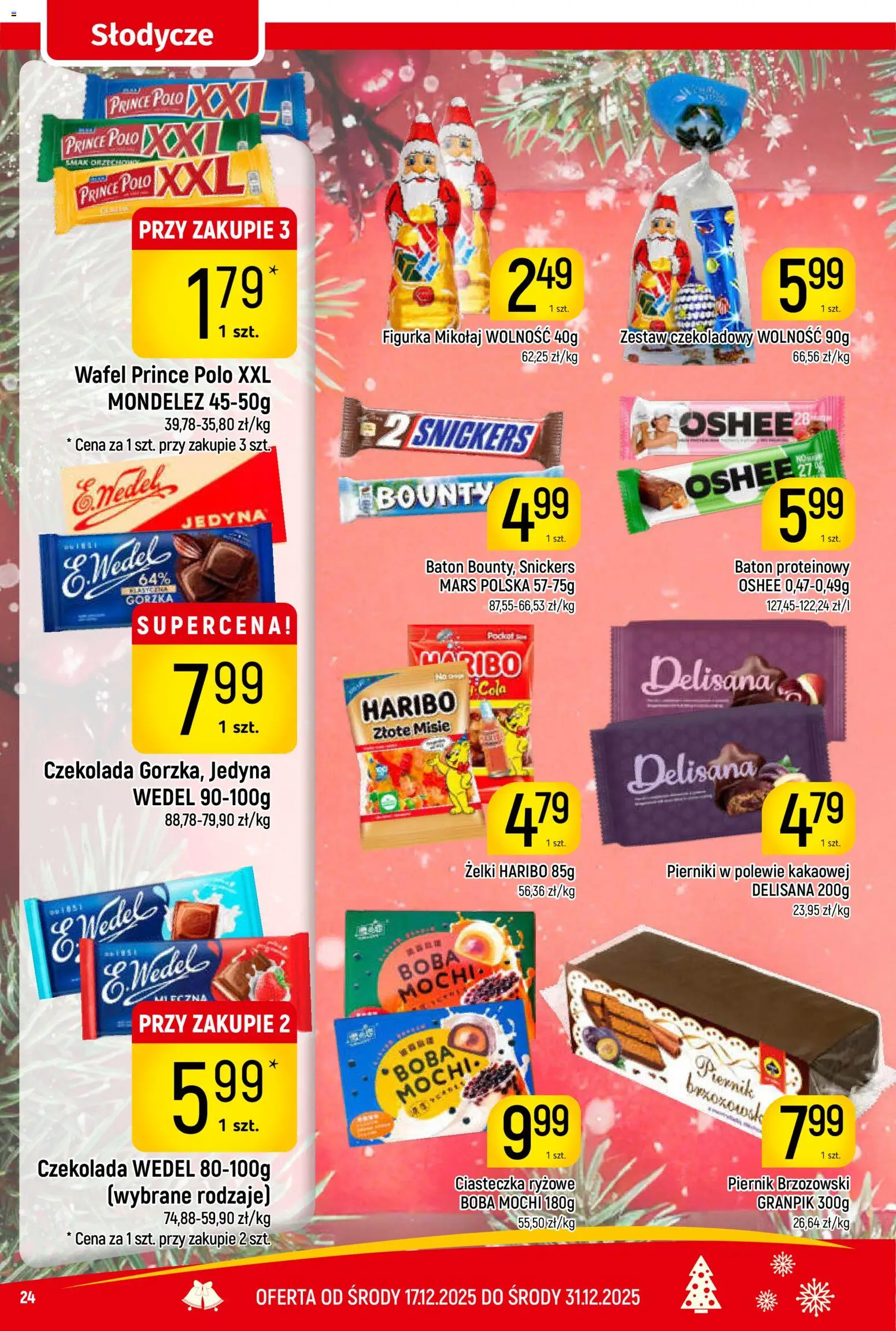 Piotruś Pan Gazetka od 17.12.2025 | Strona: 24 | Produkty: Pierniki, Prince polo xxl, Żelki, Czekolada